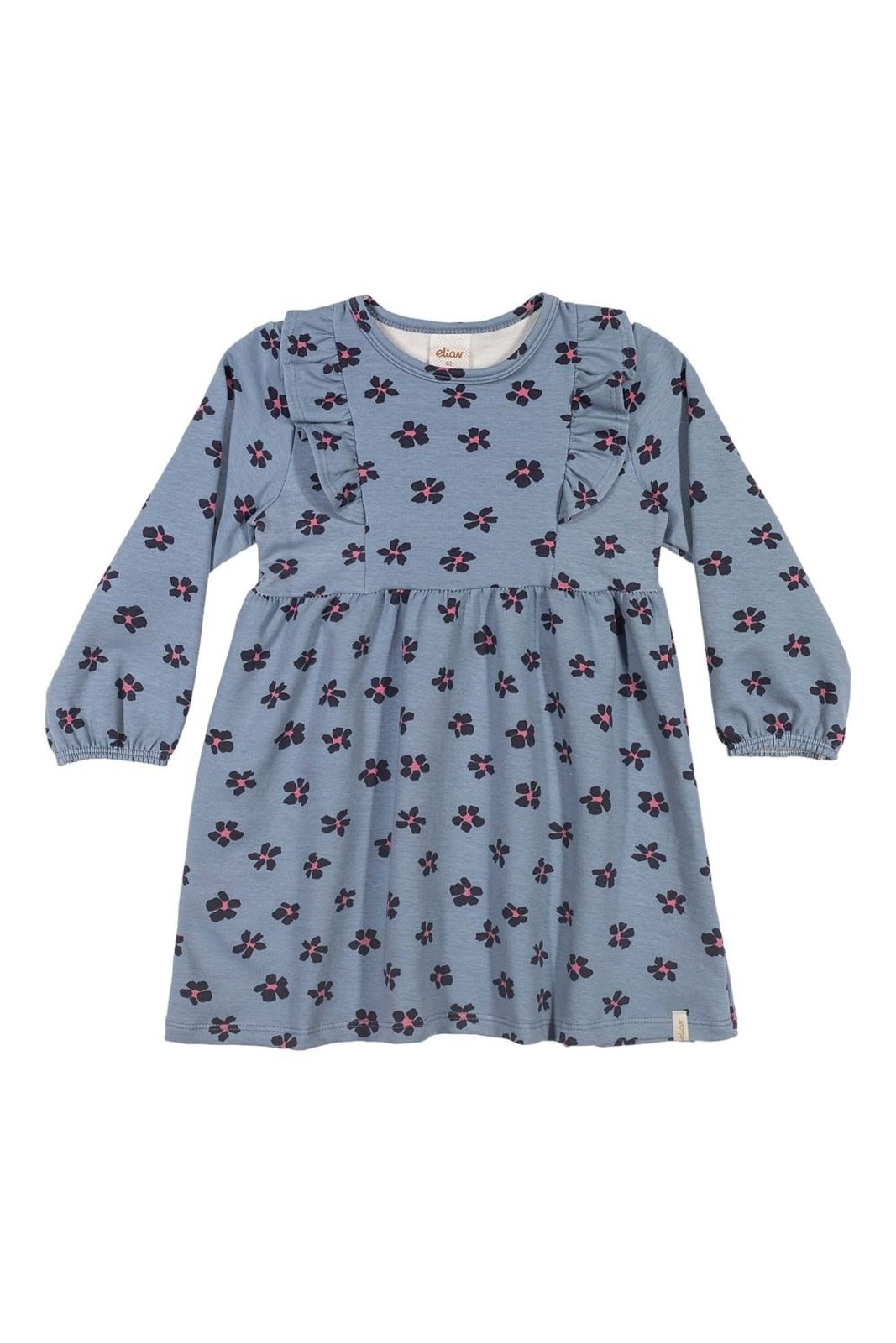 Infantil - Vestido Menina Manga Longa Floral Elian Azul