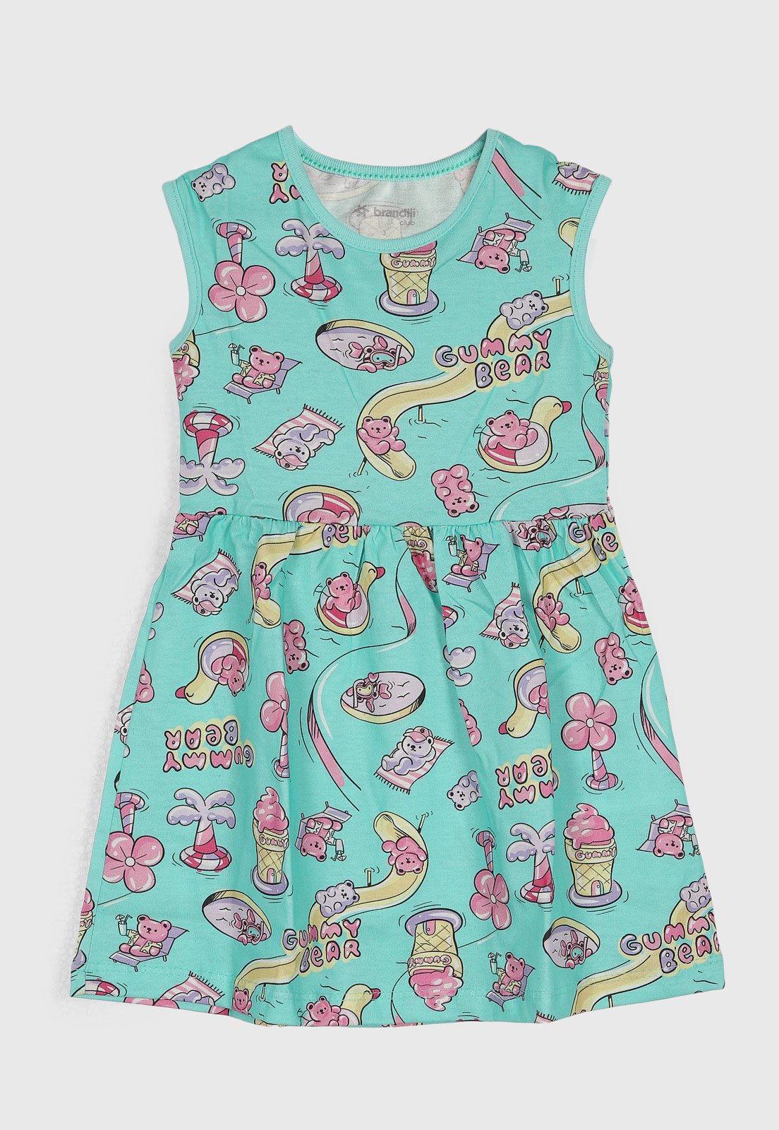 Vestido Brandili Estampa Ursinhos Gummy Azul