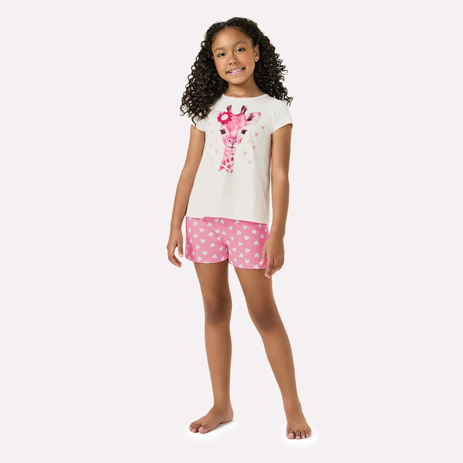 Vista 2 Pijama Menina Girafa Kyly branco Kyly branco