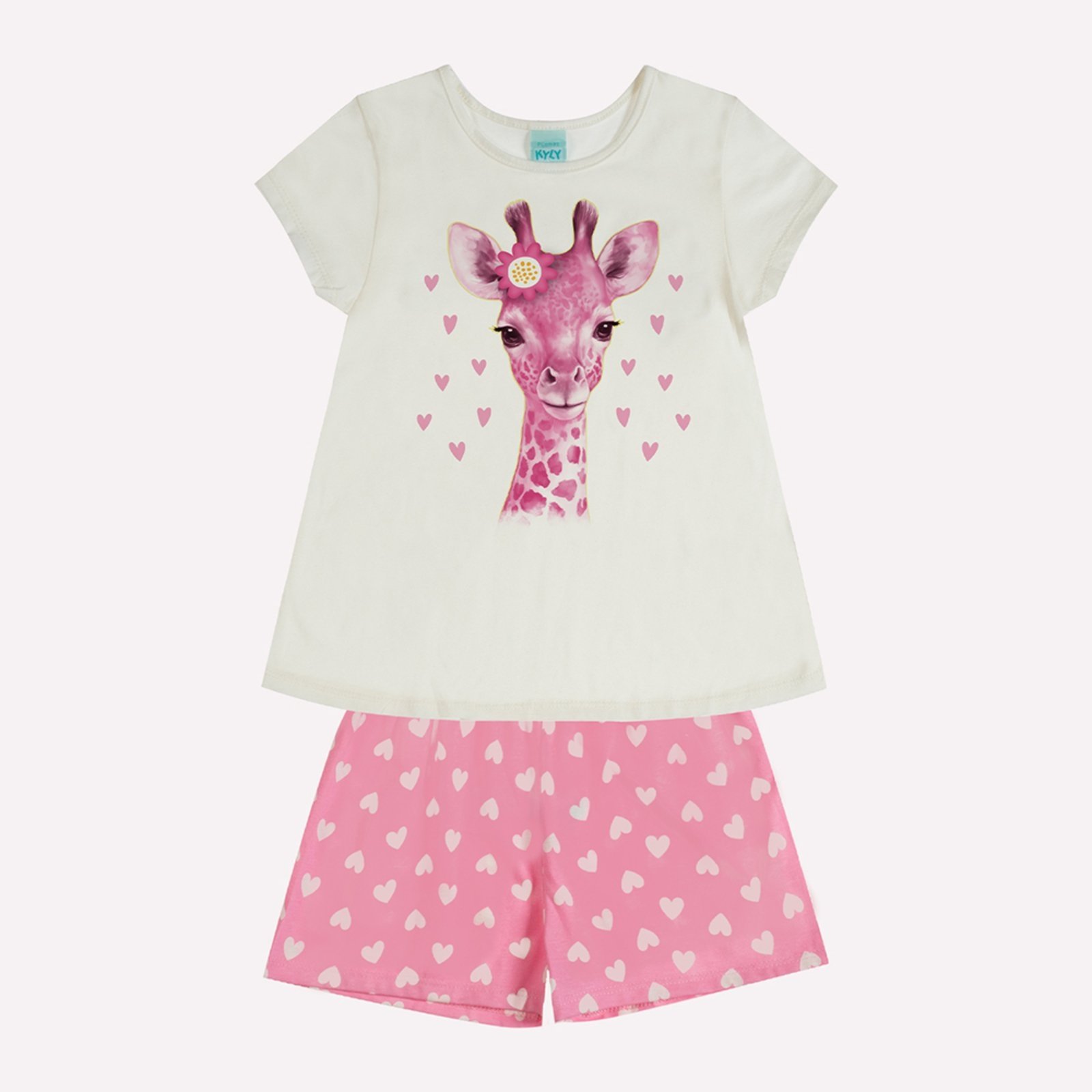 Vista 3 Pijama Menina Girafa Kyly branco Kyly branco