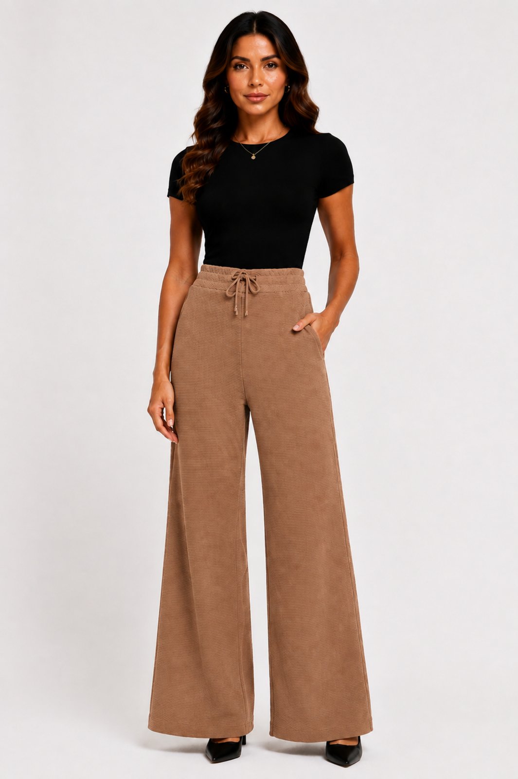 Calça Pantalona D Bell Outlet Fashion Marrom claro