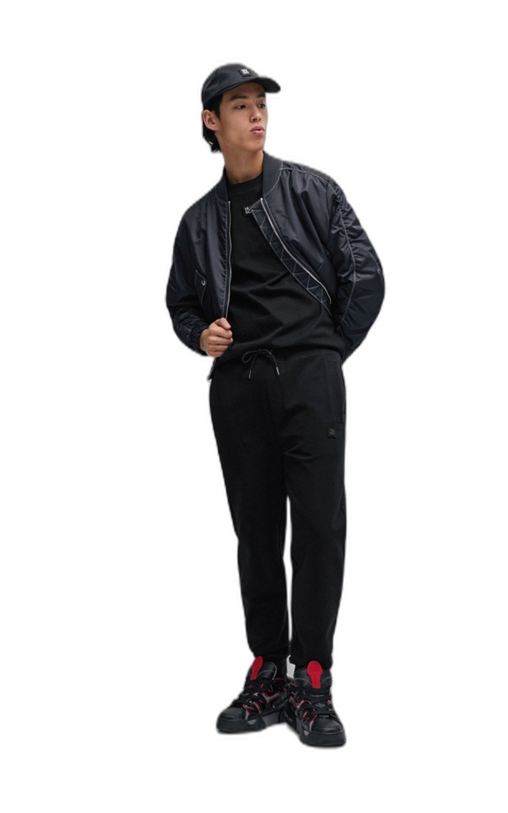 Vista 3 Camiseta Em Algodão De Corte Regular Com Logo Empilhado HUGO preto HUGO preto