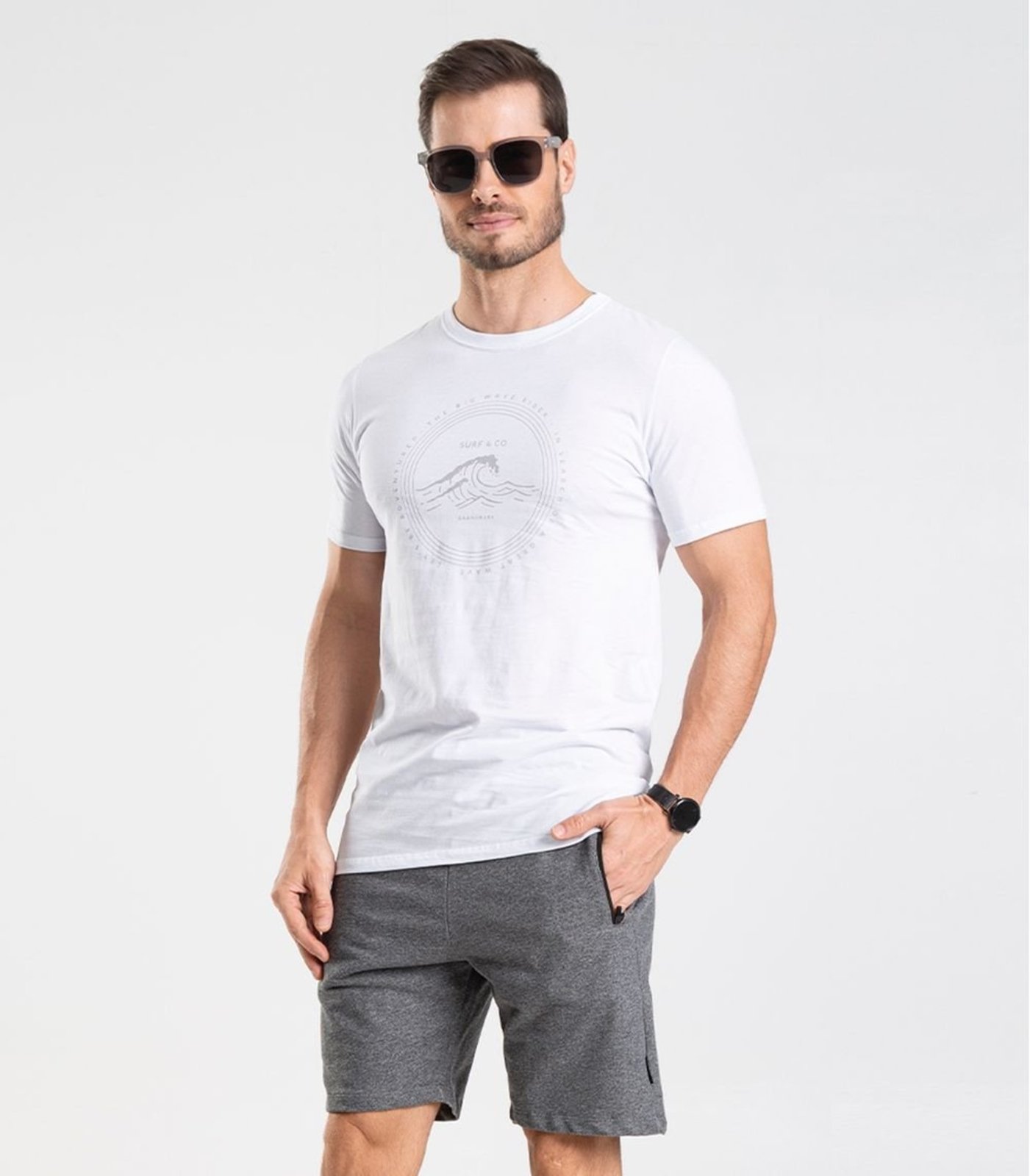 Vista 2 Bermuda Moletom Masculina Diametro cinza Diametro cinza