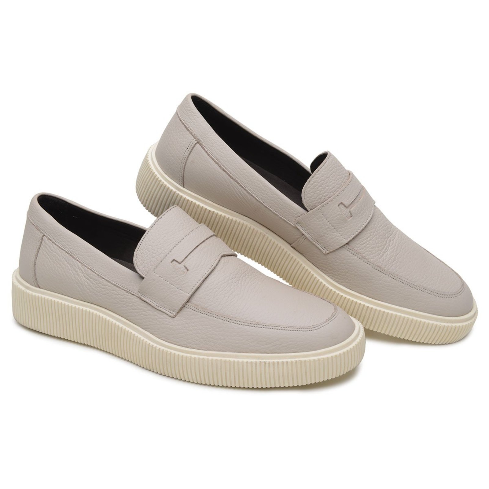 Sapato Masculino Mocassim Veritimo Casual Em Couro Oxford Confortável Elegante Marfim
