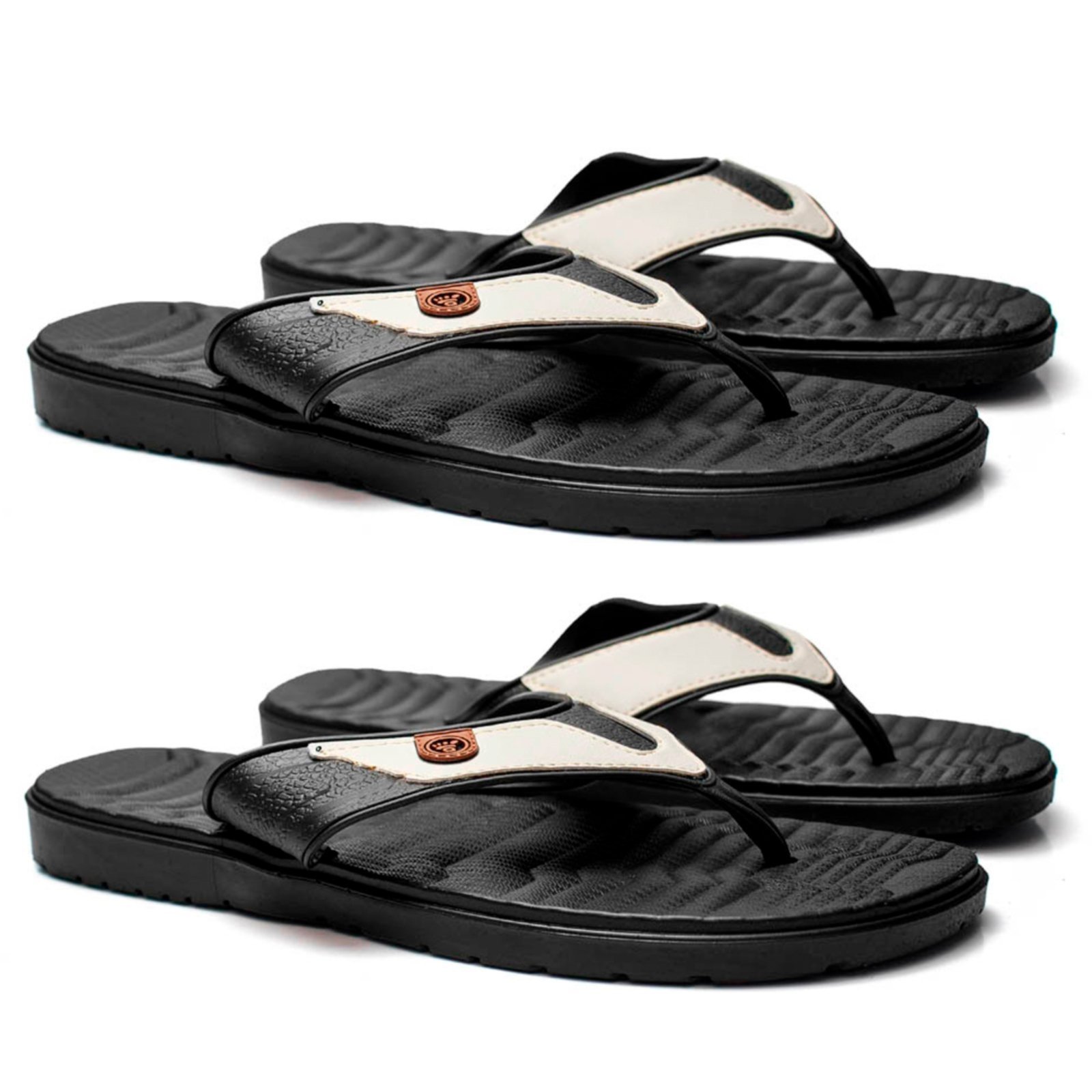 Kit Masculino Herlim Chinelo Slide Ortopédico Anatômico Conforto Marfim