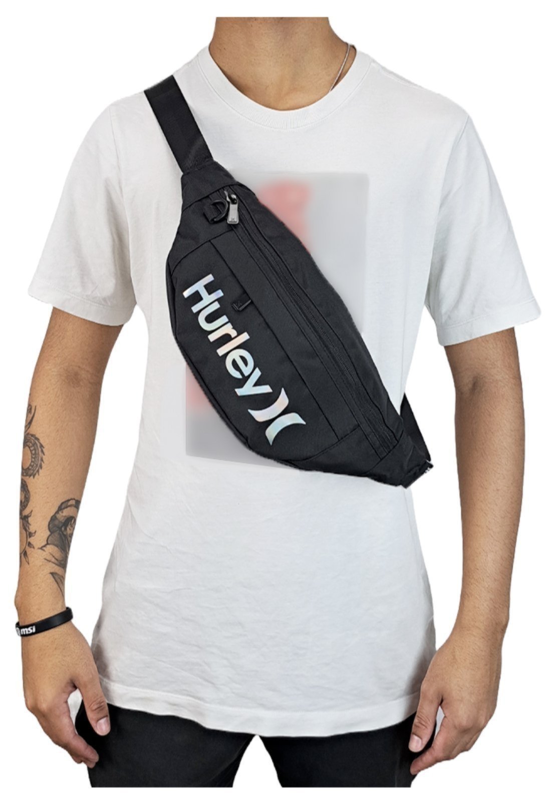 Vista 3 Pochete Shoulder Bag Bolsa Transversal Esportiva Hurley Reforçada Feminina preto hurley preto