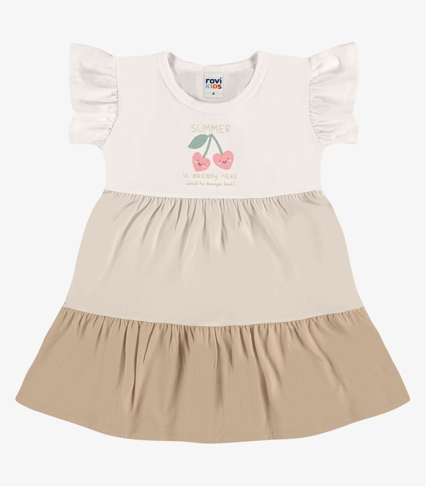 Infantil - Vestido Meia Malha Com Estampa Rovi Bege