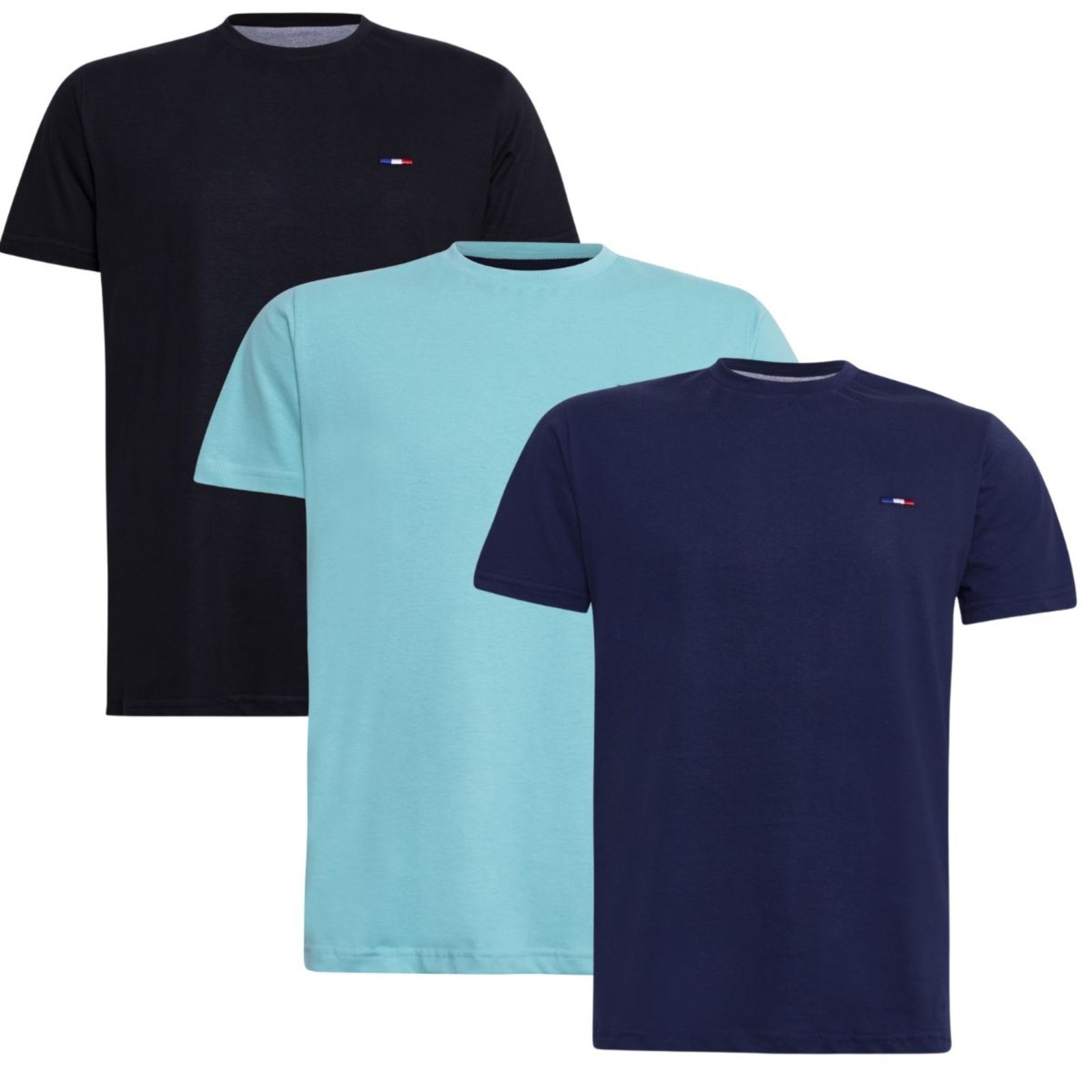 Kit 3 Peças Camisetas Básicas Masculina Industrie em Algodão Premium no Estilo Tommy Bordado França