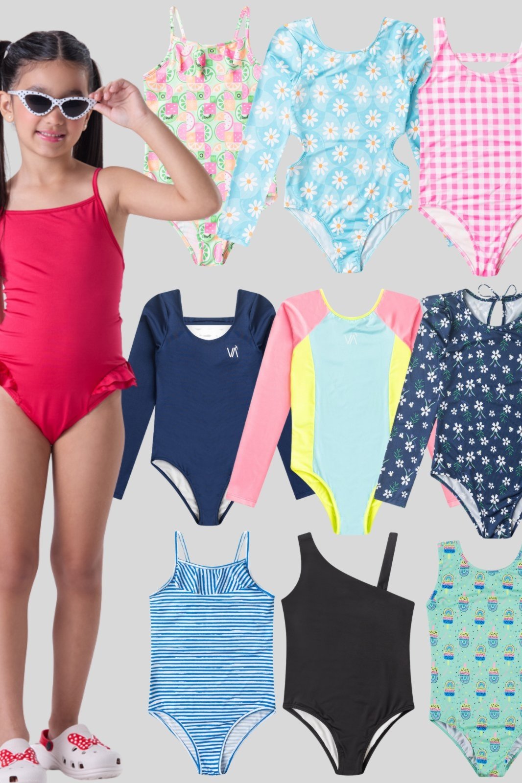 Kit Sortido 3 Peças de Roupas Infantis Menina Moda Praia- 3 Maiôs