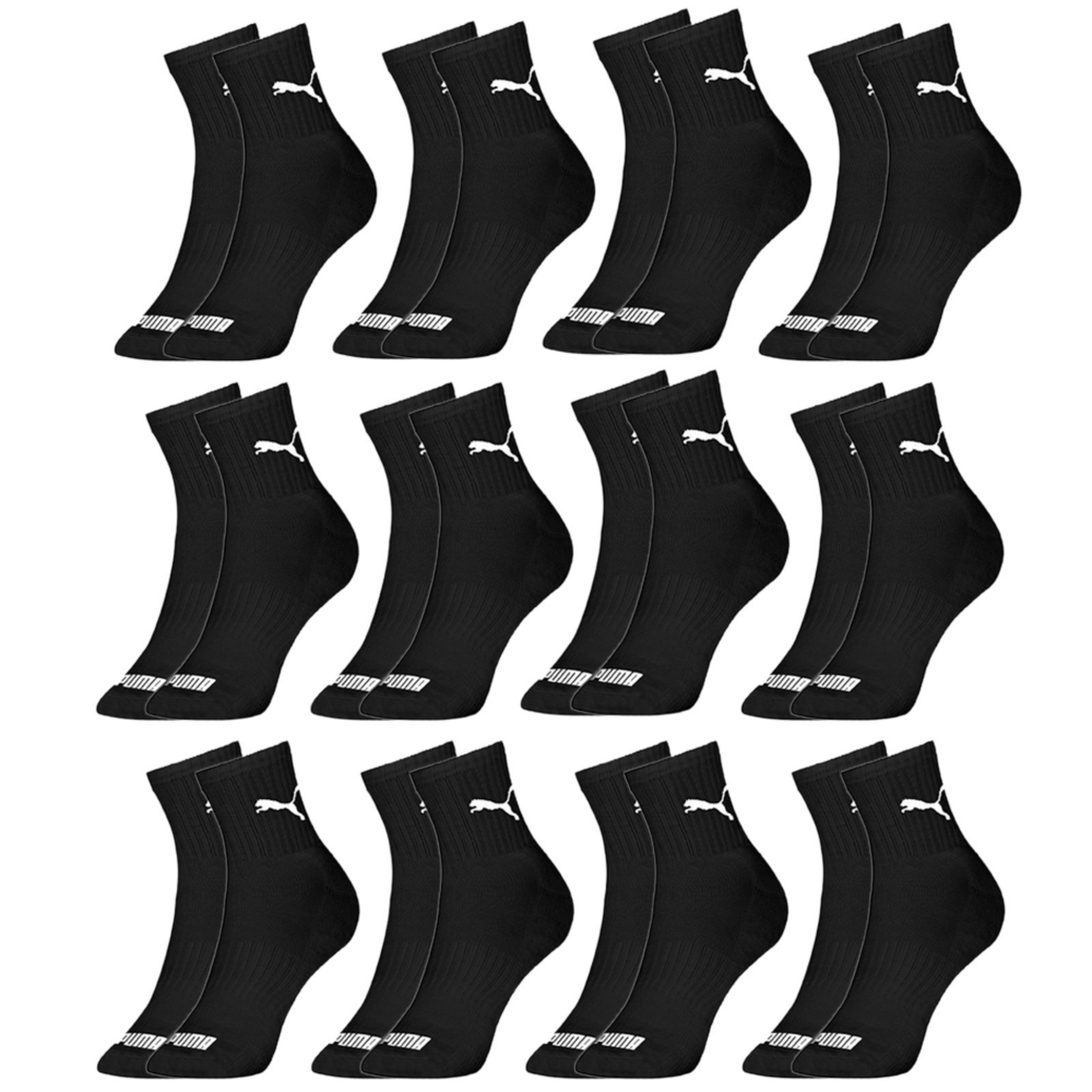 Kit 12 Pares Meias Puma Cano Médio Algodão Masculino Original Preto