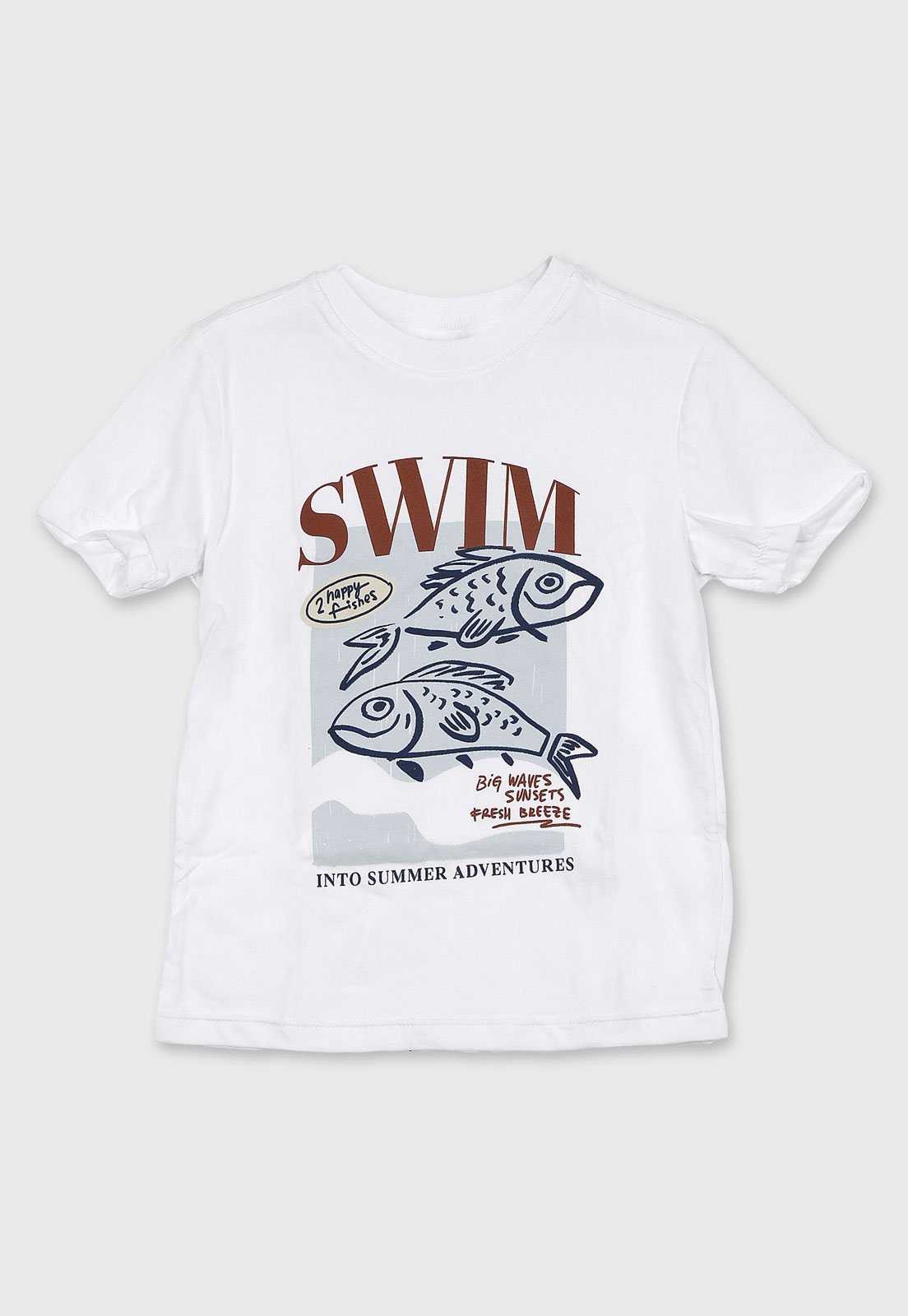 Infantil - Camiseta Hering Estampa Peixes Branca