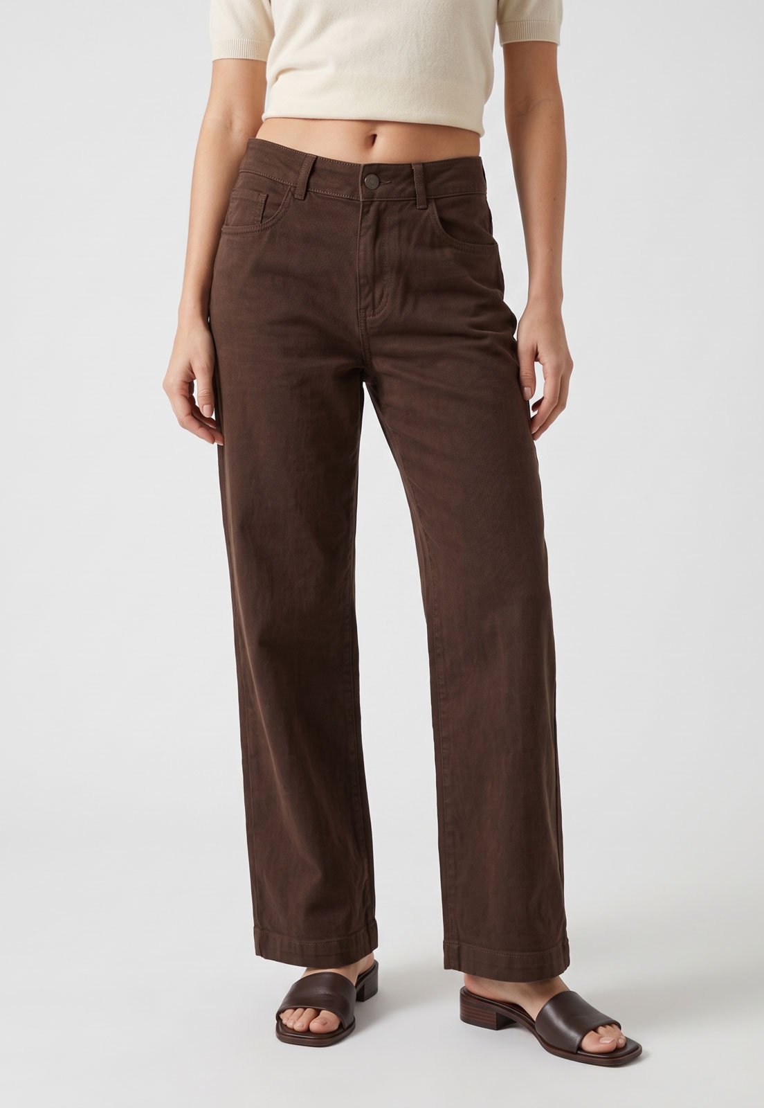 Calça Masculina Sawary Sarja Reta Marrom