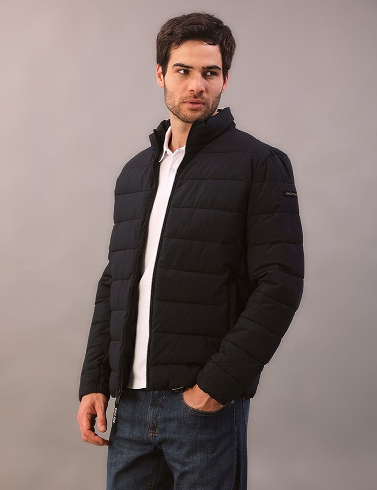 Jaqueta Masculina Matelasse Calvin Klein Com Zíper - Marinho CKS Premium Label