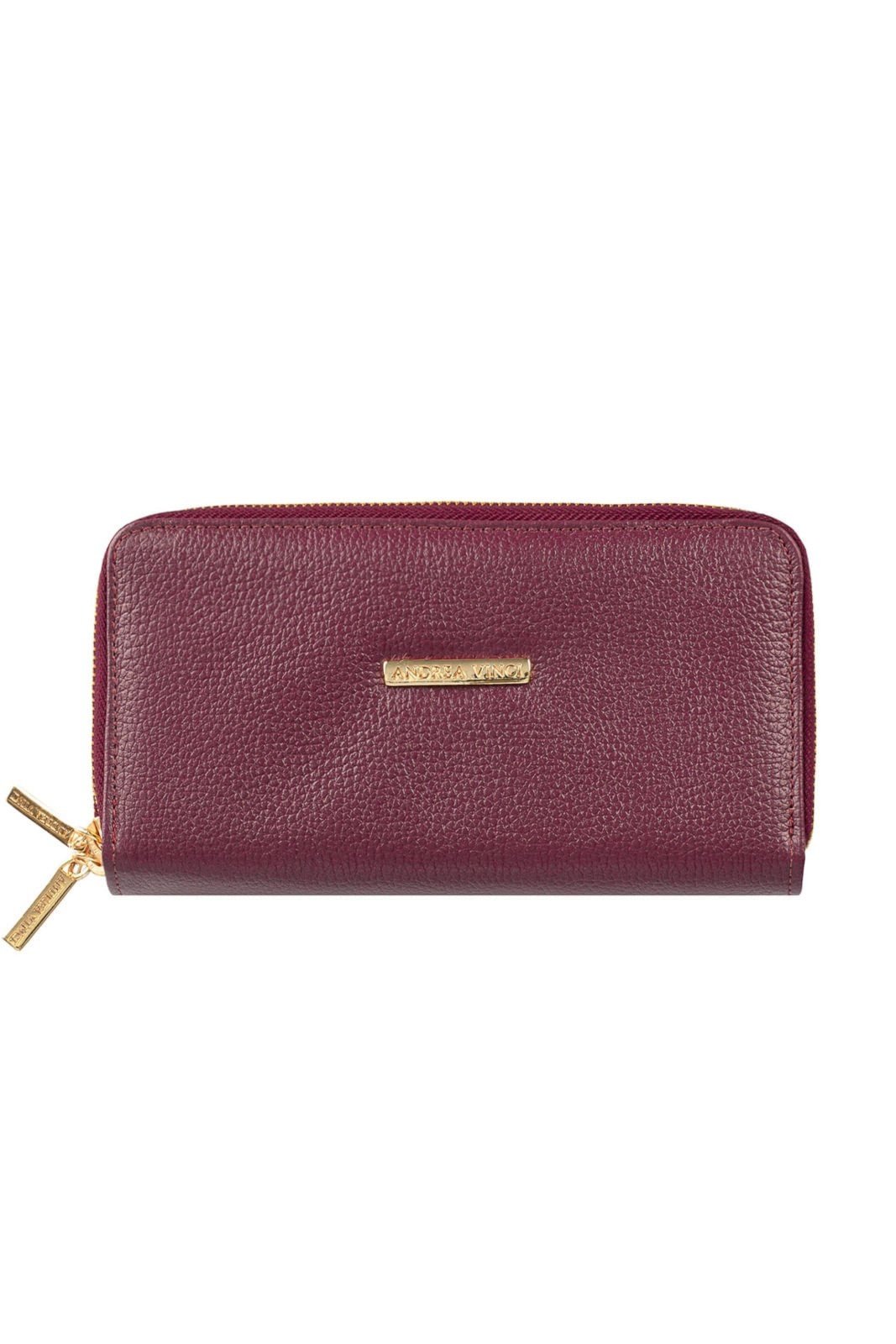 Vista 2 Carteira feminina de couro liso Tinna 10x19cm - Merlot Andrea Vinci bege Andrea Vinci bege