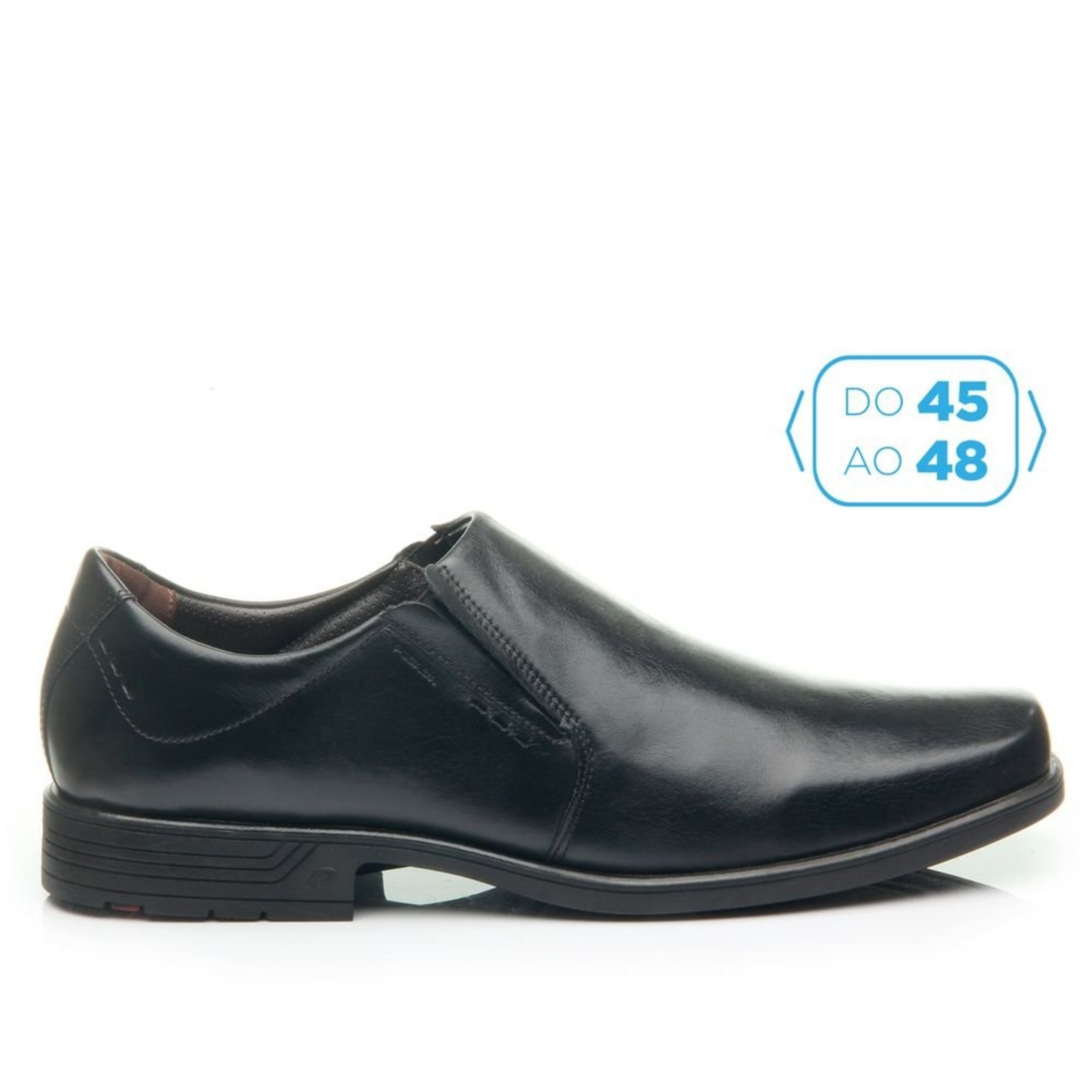 Sapato Pegada Masculino Plus Size em Couro Preto 522110-01 48
