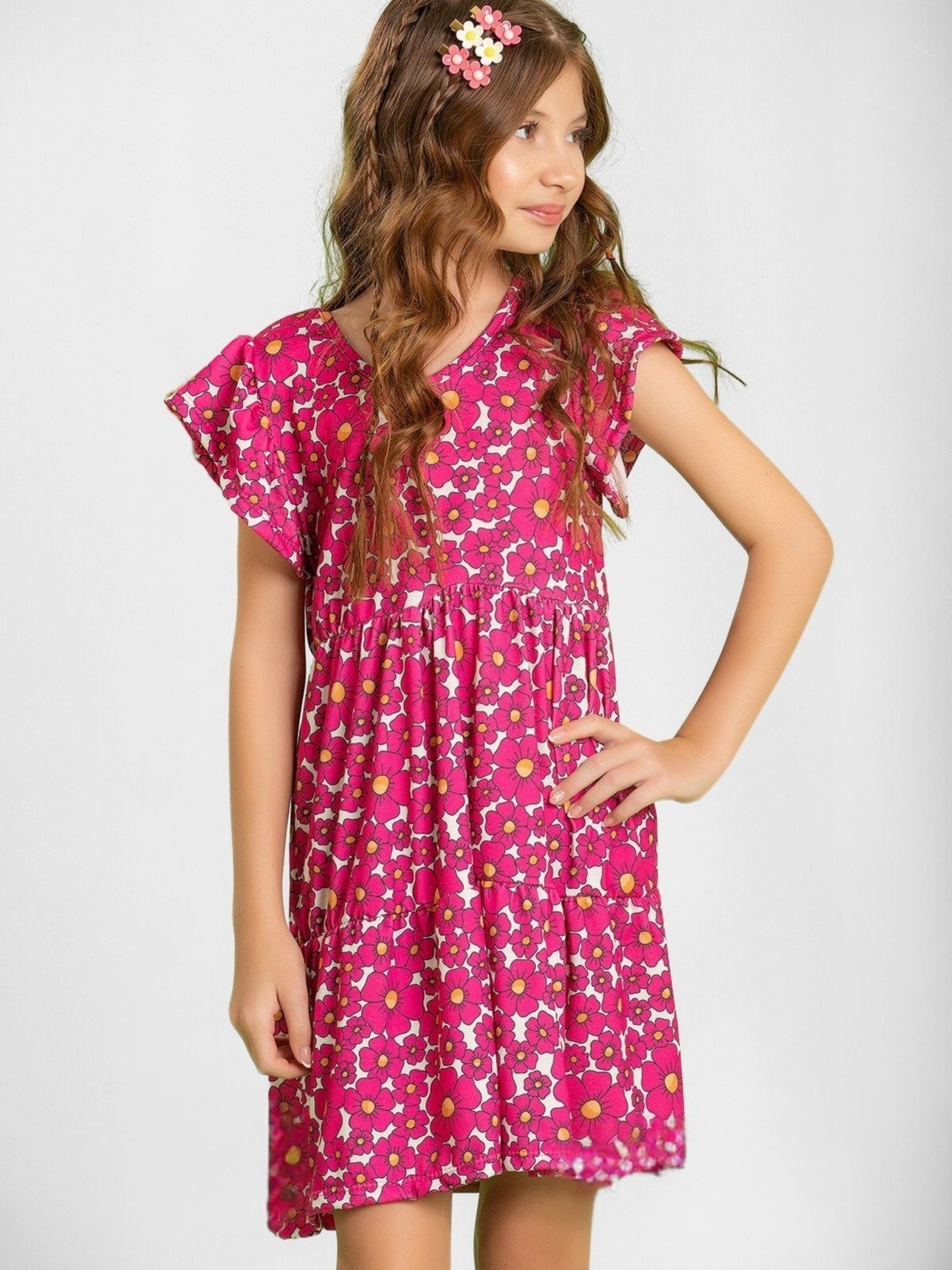Infantil - Vestido Platinum Flores Delicadas Rosa