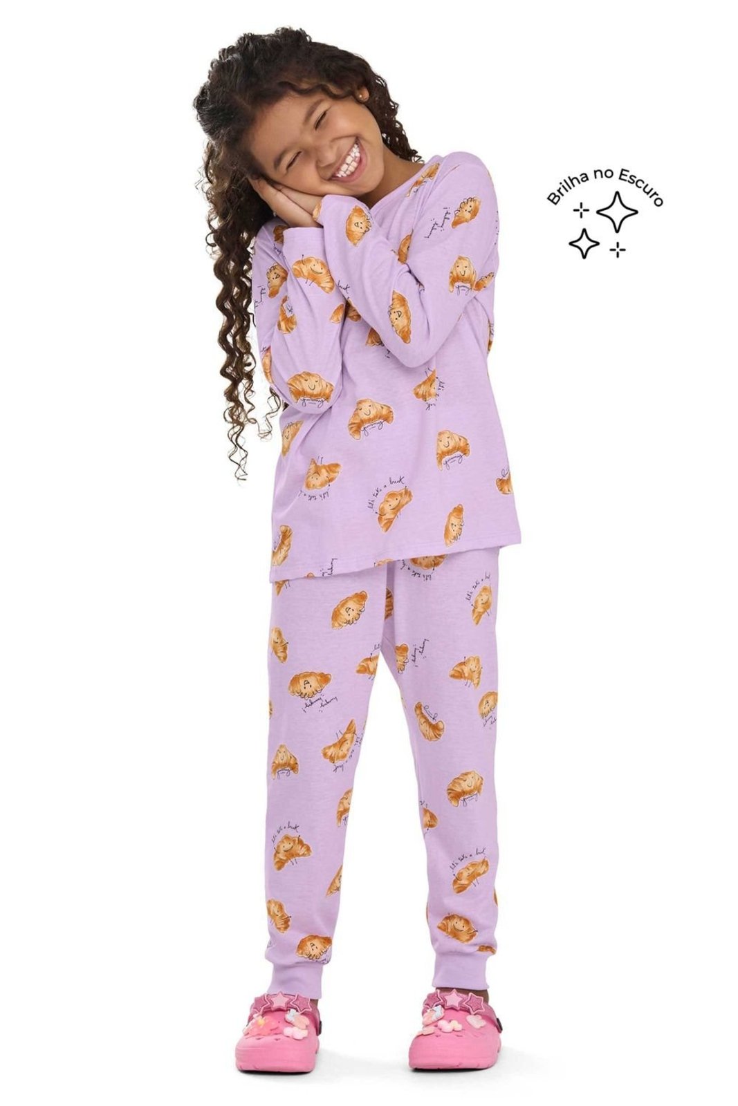 Pijama Longo Menina Croissant Elian Lilás