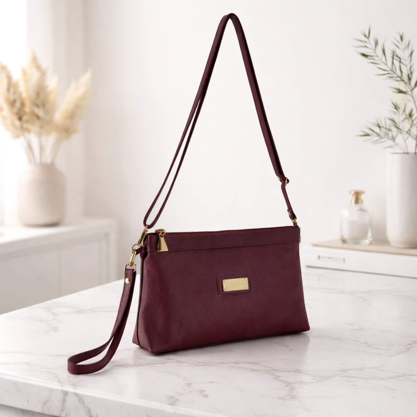 Vista 2 Bolsa Clutch Transversal TopGrife Couro caramelo TopGrife caramelo