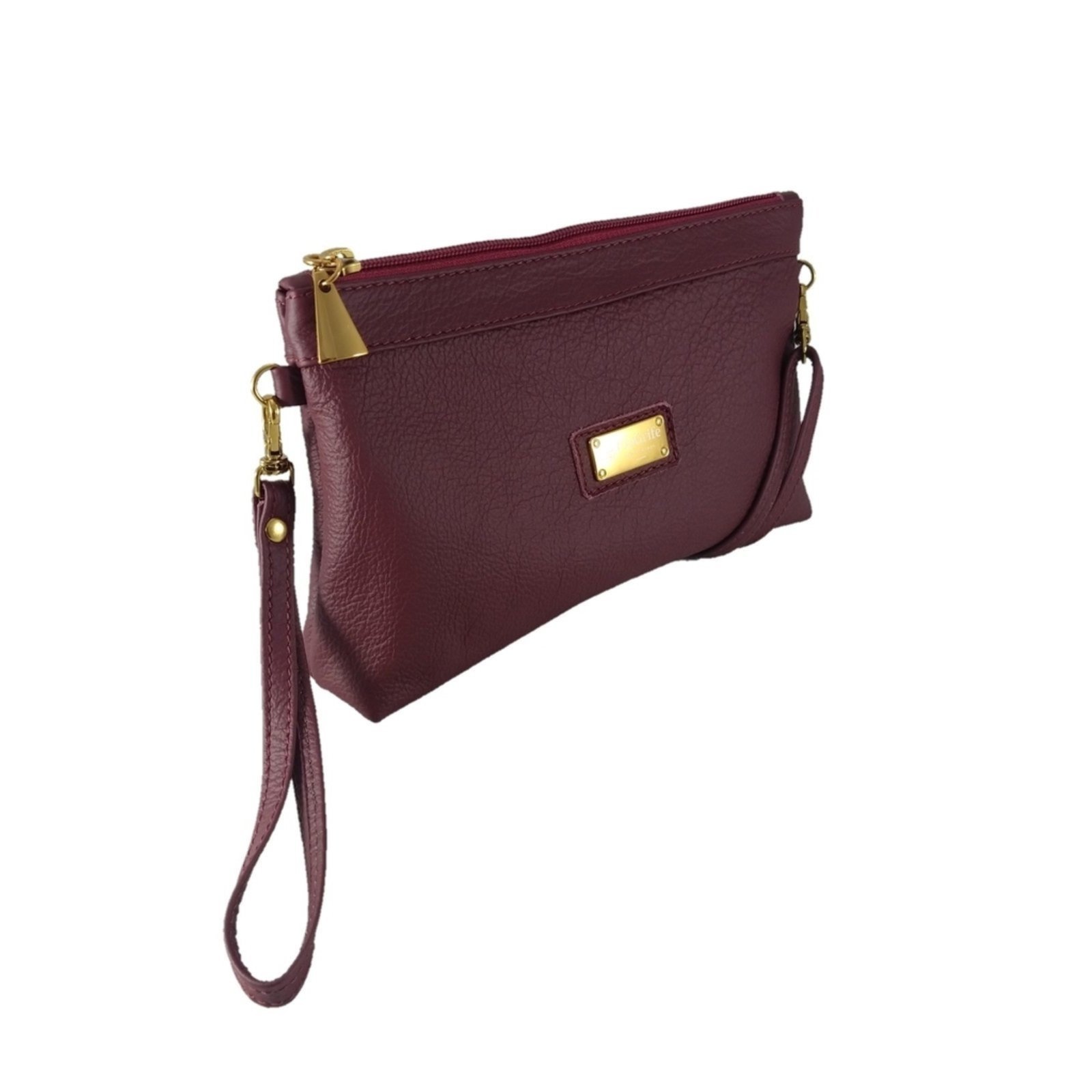 Vista 3 Bolsa Clutch Transversal TopGrife Couro caramelo TopGrife caramelo