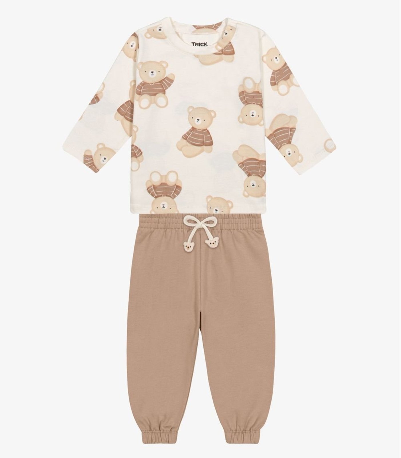 Infantil - Conjunto Camiseta Com Calça Menino Trick Nick Bege