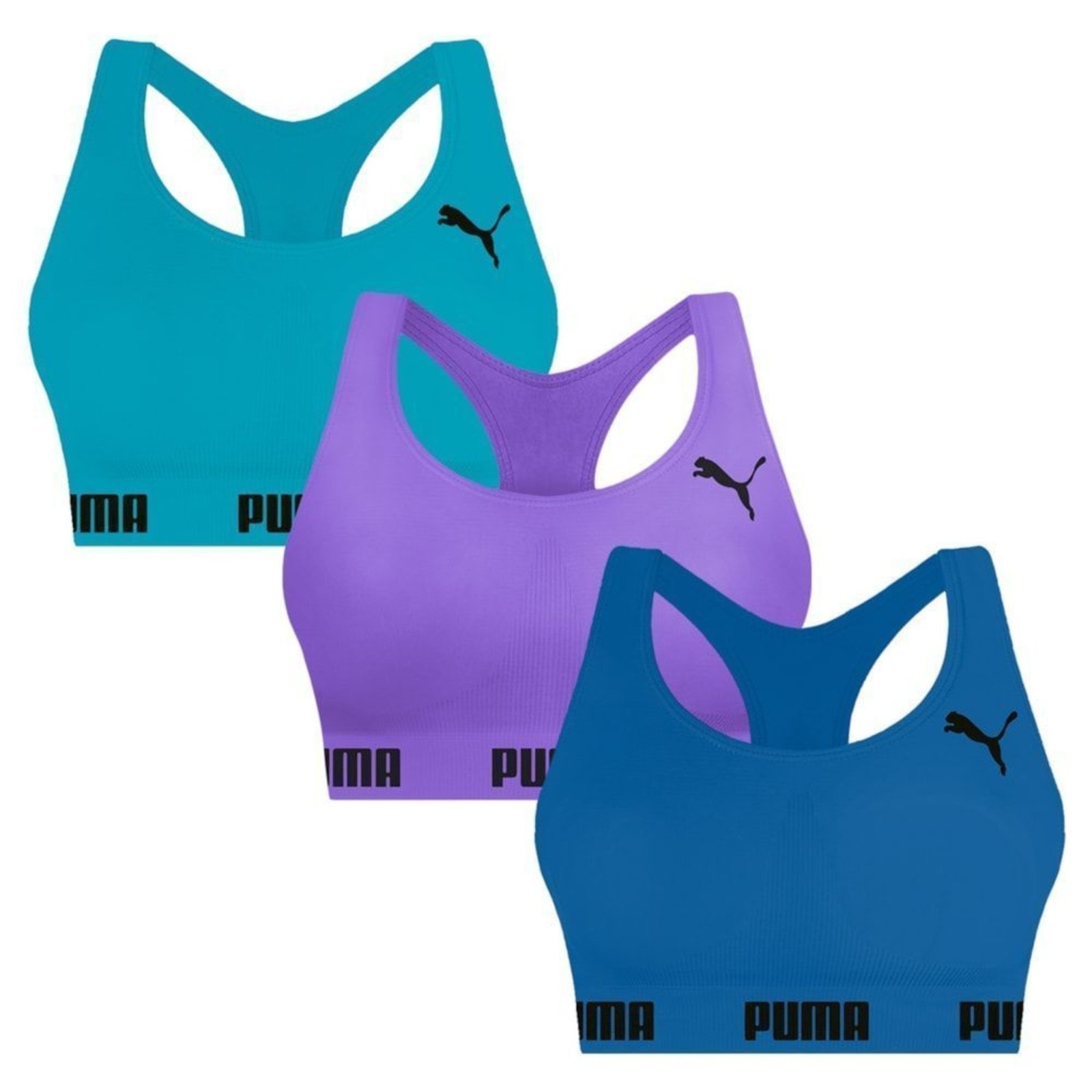 Kit 3 Tops Puma Nadador Sem Costura Feminino – Azul – puma