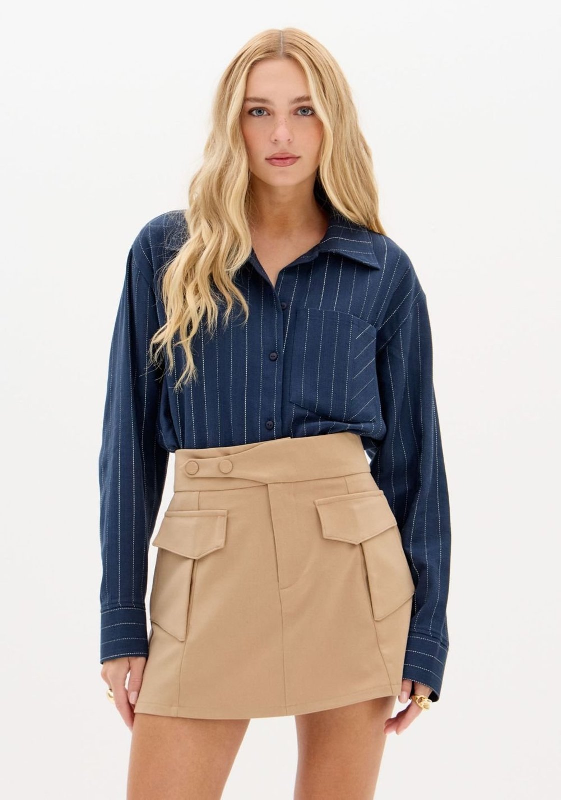 Vista 3 Camisa Oversized Com Bolso My Favorite Things azul My Favorite Things azul