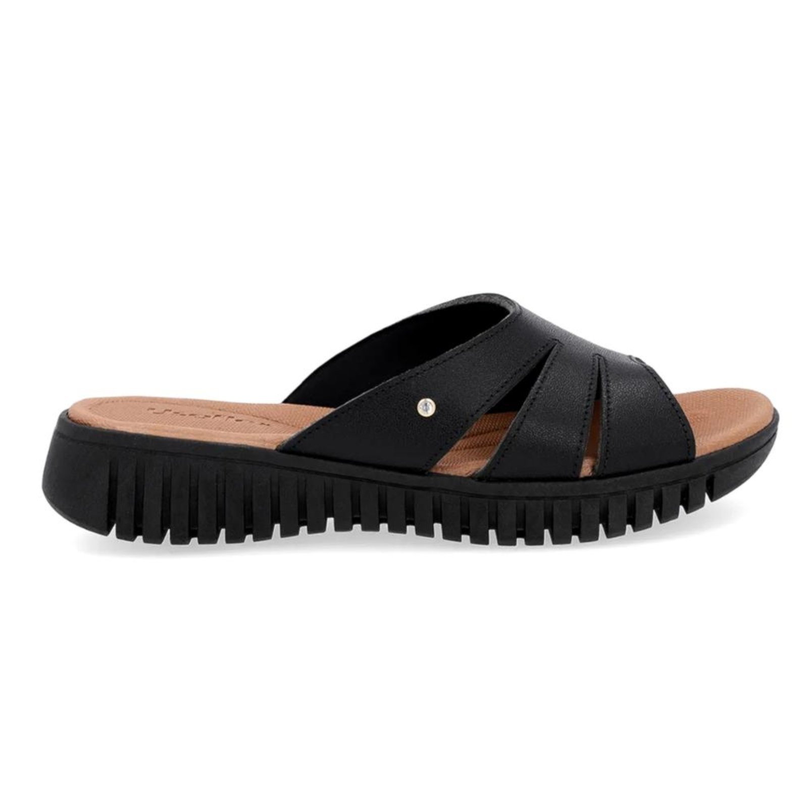 Tamanco Usaflex Feminino Plataforma Couro Casual UC21001 Preto