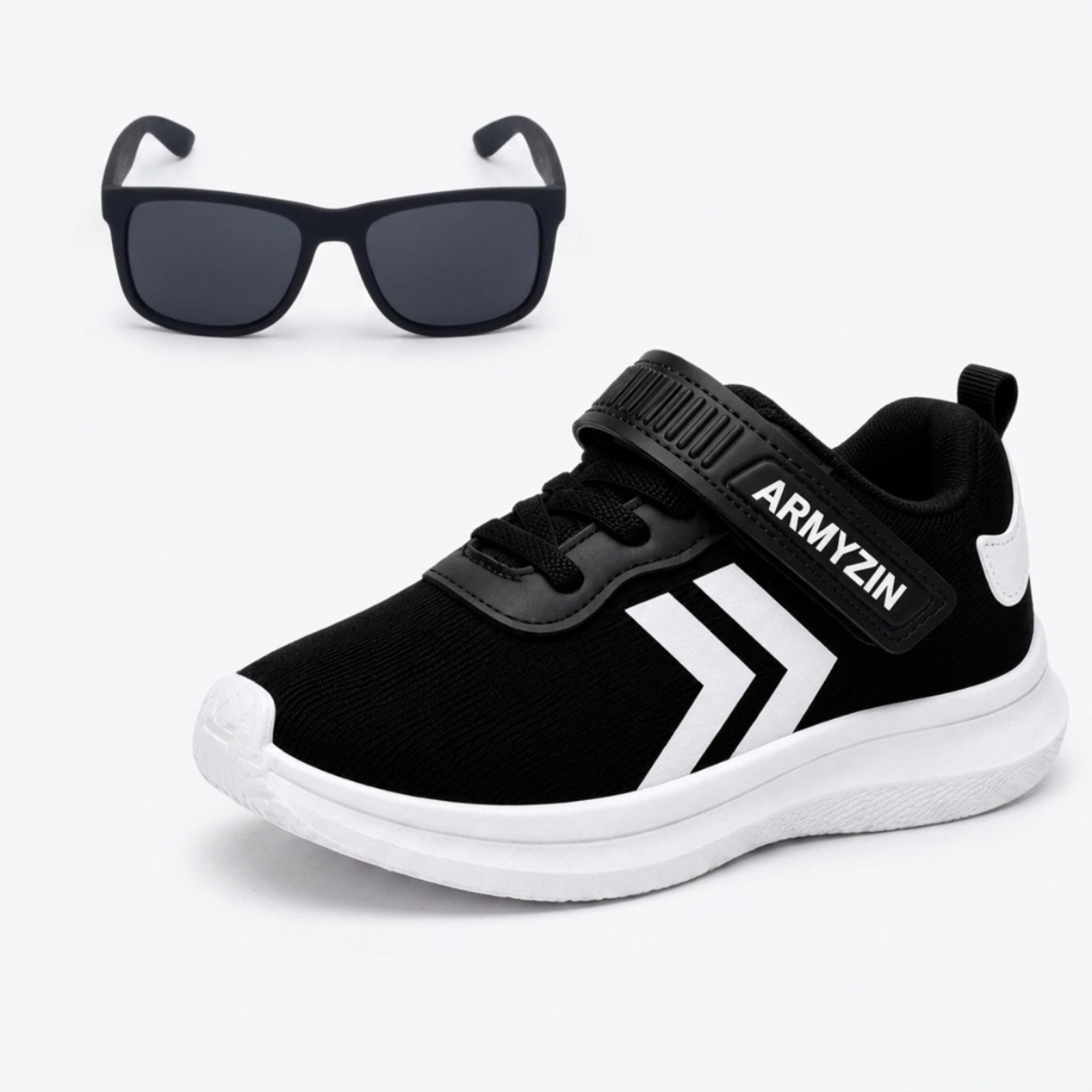 Infantil - Tênis Menino Menina Leve Confortável Macio Preto Branco Armyz+ Oculos