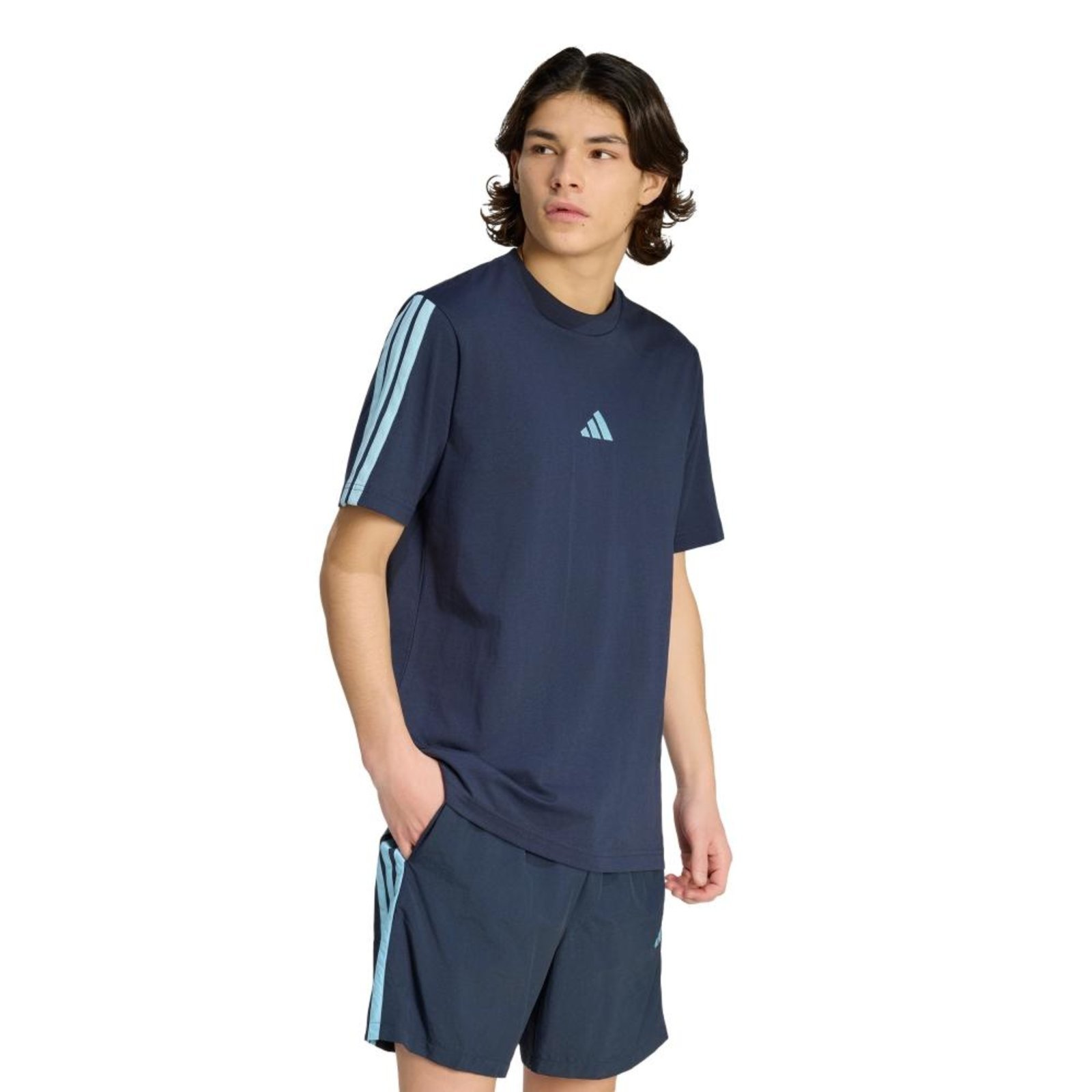 Essentials Três Listras Malha Simples adidas Sportswear Azul
