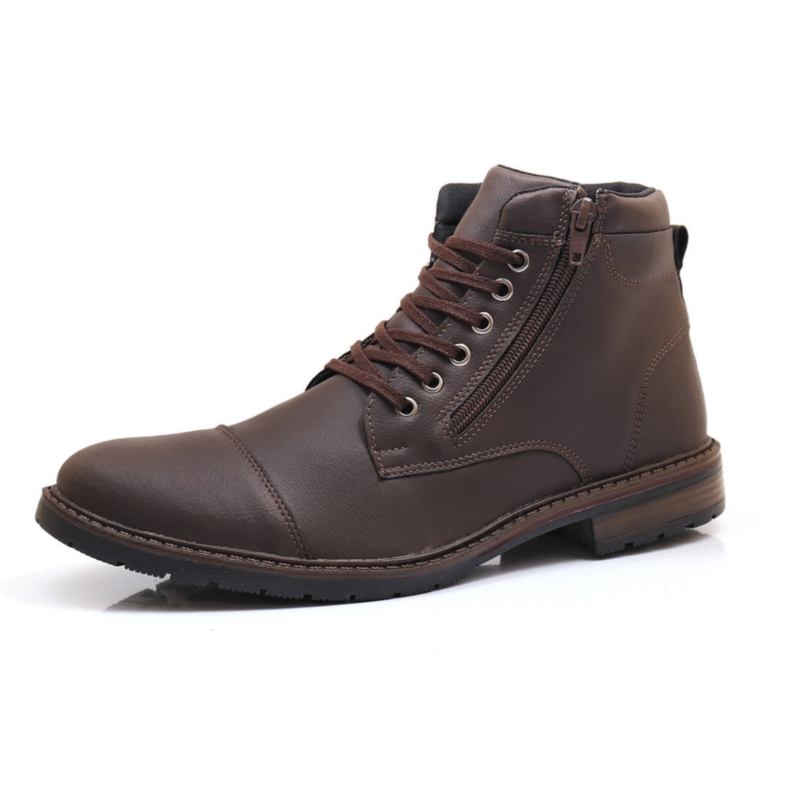 Vista 3 Kit Bota Coturno Com Carteira Masculina Épico Casual Zíper Conforto Leve ÉPICO CALÇADOS café/marrom ÉPICO CALÇADOS café/marrom