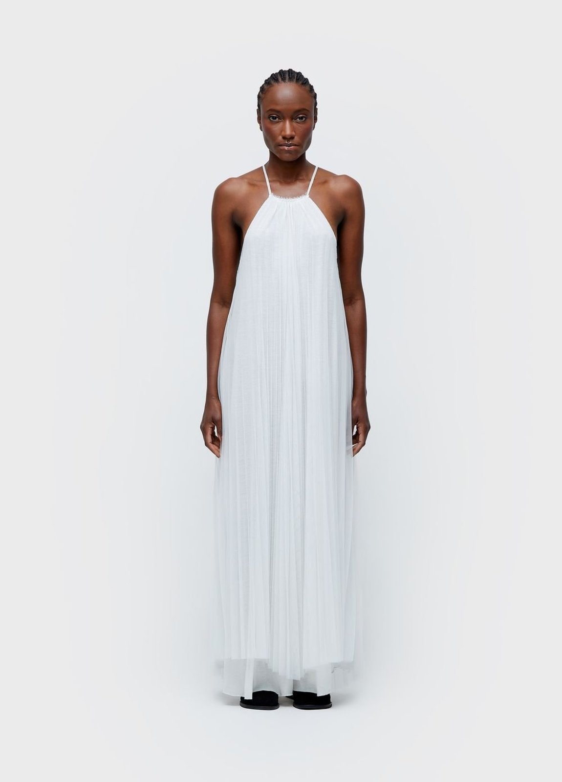 Vestido longo tule plissado OSKLEN
