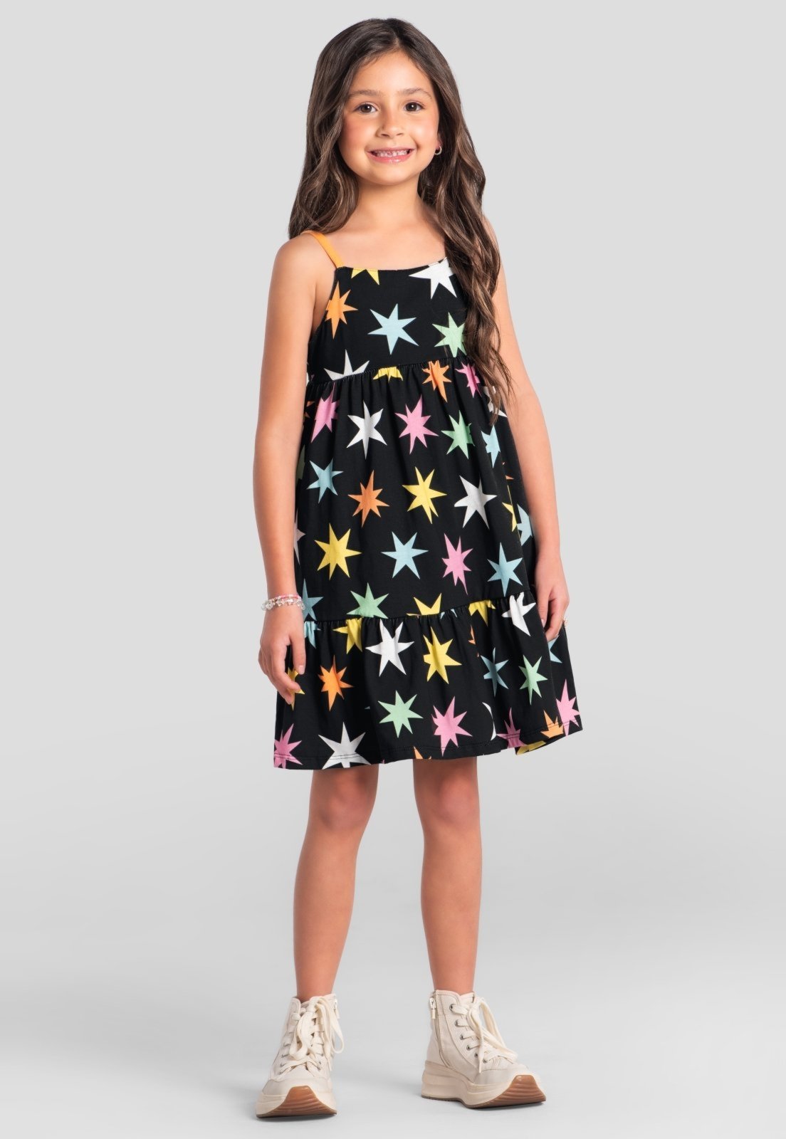 Infantil - Vestido menina de estrelinhas Brandili