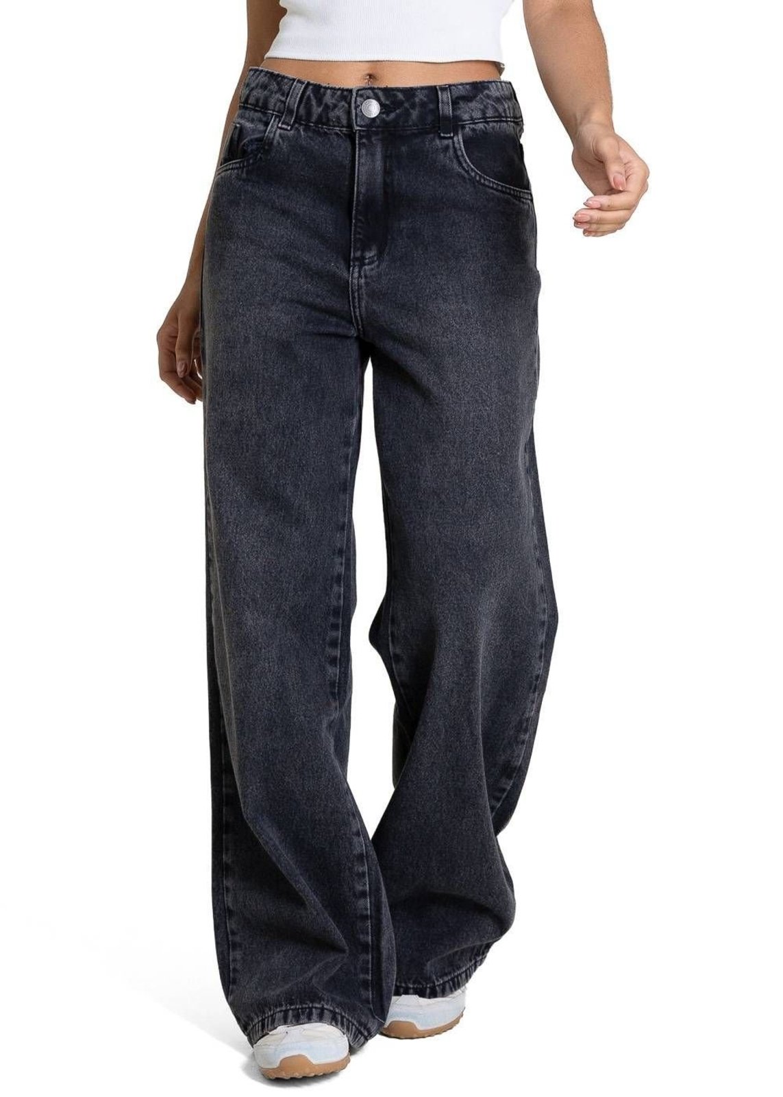 Calça Jeans Sawary Wide Leg Petit - 283745 - Preto - Sawary
