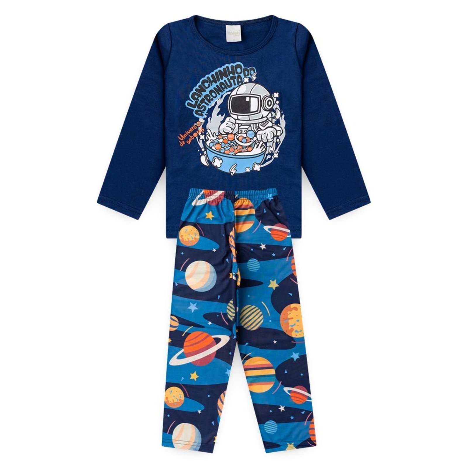 Pijama Longo Marinho Menino Lanchinho Astronauta