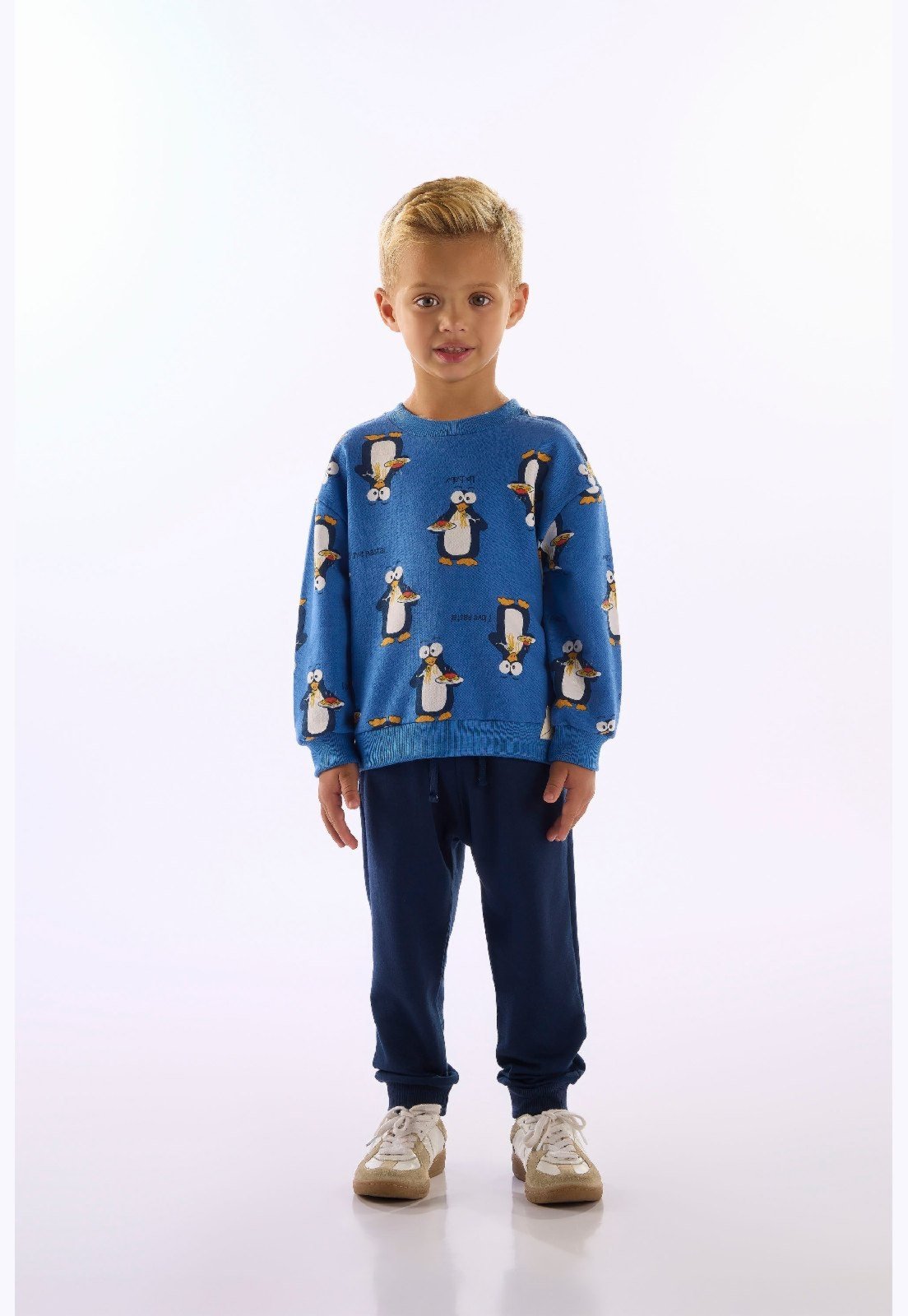 Infantil - Conjunto Em Moletom Pinguim Up Baby Azul