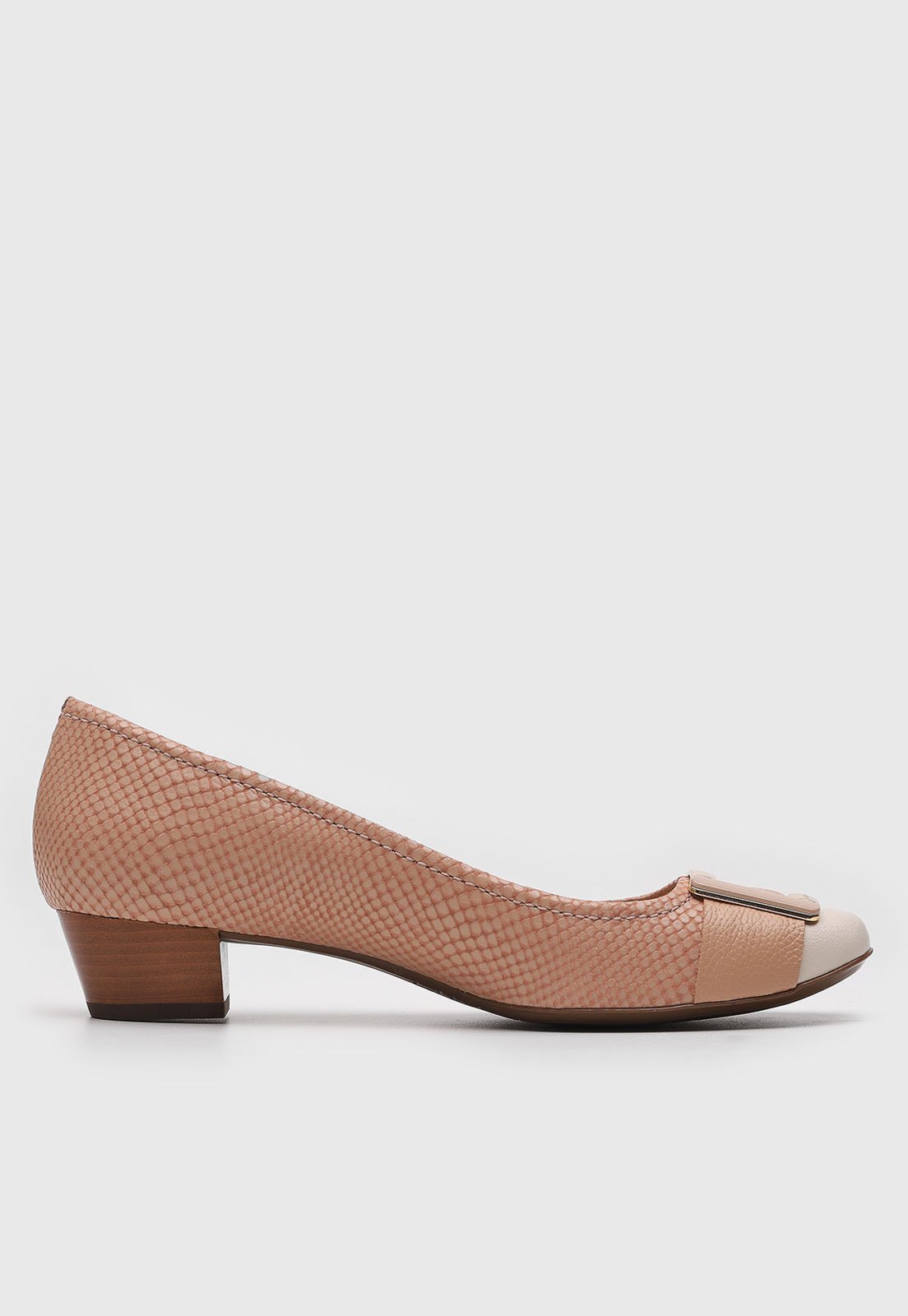 Vista 3 Scarpin Feminino Jorge Bischoff Texturizado Rosado nude Jorge Bischoff nude