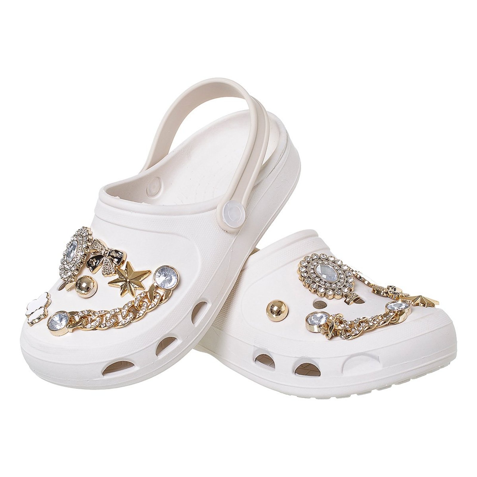 Infantil - Chinelo Babuche Sandália Menina com Enfeite Dourado