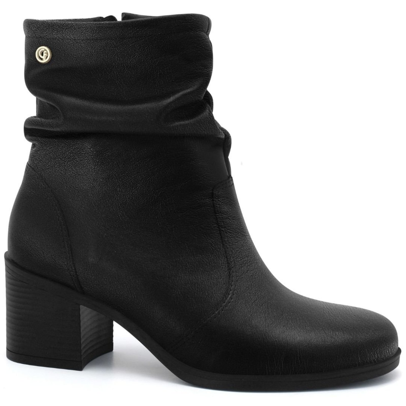 Bota Feminina em Couro Cano Curto Comfortflex 2684304 -Preto