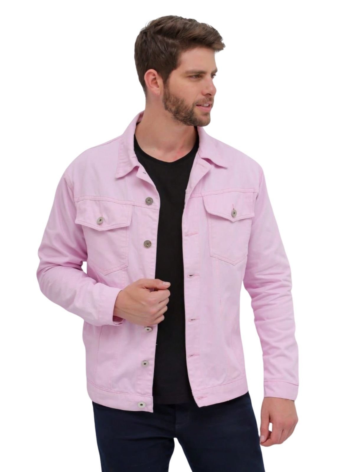 Vista 2 Jaqueta Jeans Clara Masculina Alleppo Jeans rosa Alleppo Jeans rosa