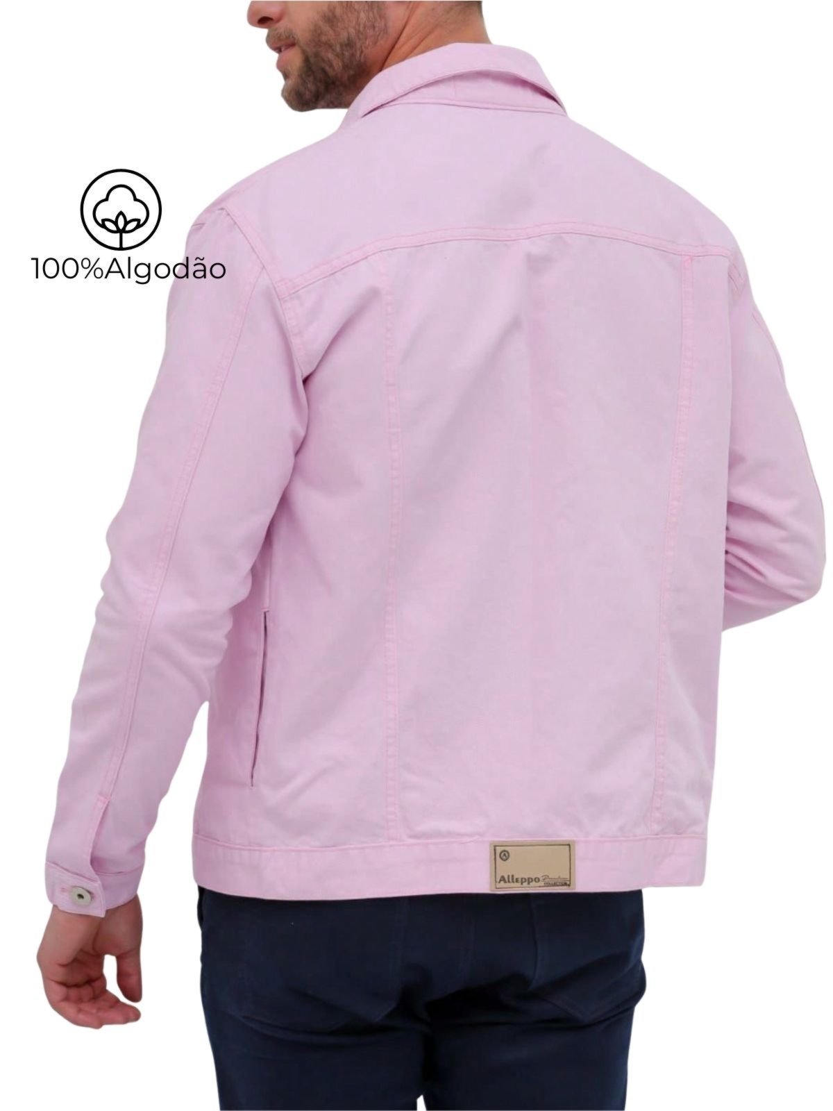 Vista 3 Jaqueta Jeans Clara Masculina Alleppo Jeans rosa Alleppo Jeans rosa