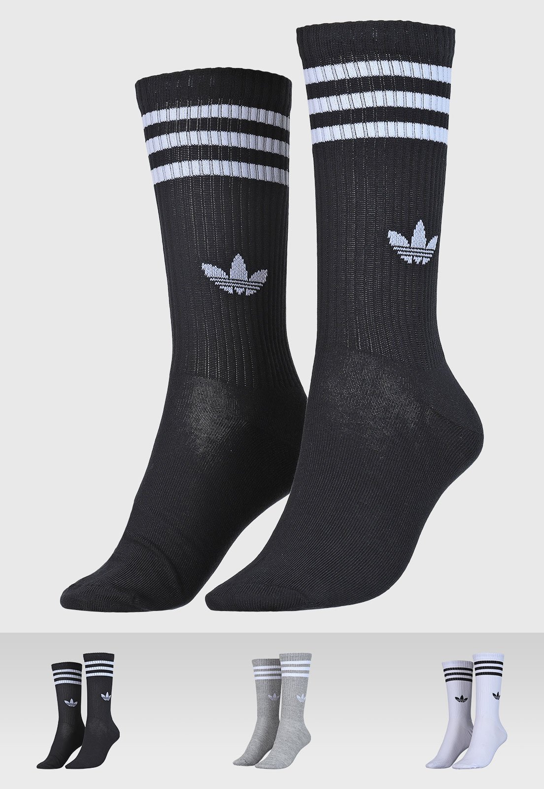 Kit Meias Adidas Originals High Crew Preta — R$ 79,99 em Dafiti br