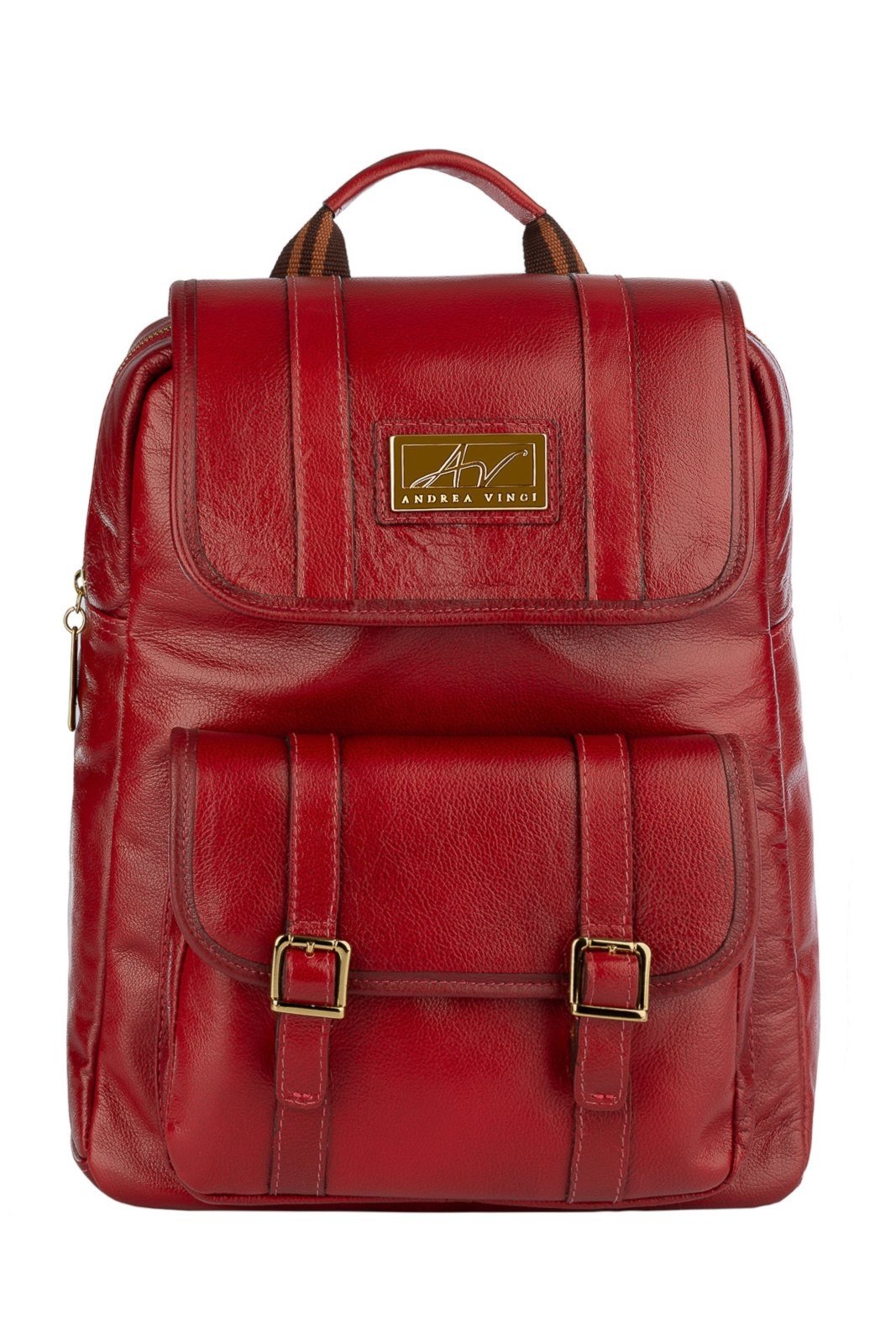 Mochila de couro liso Trip – Vermelho