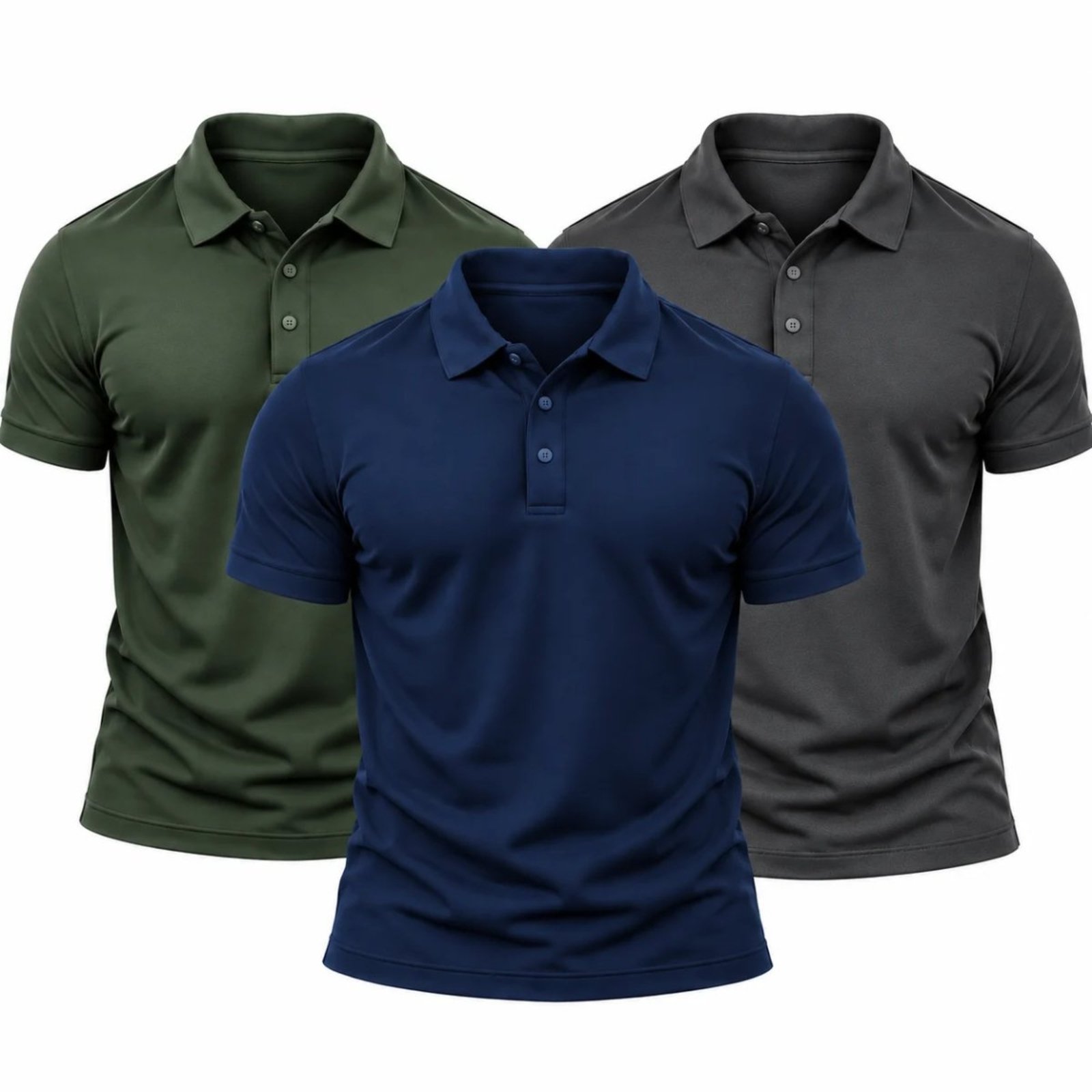 Kit 3 Camisas Polo Poliamida Masculina Básica Premium Colorido