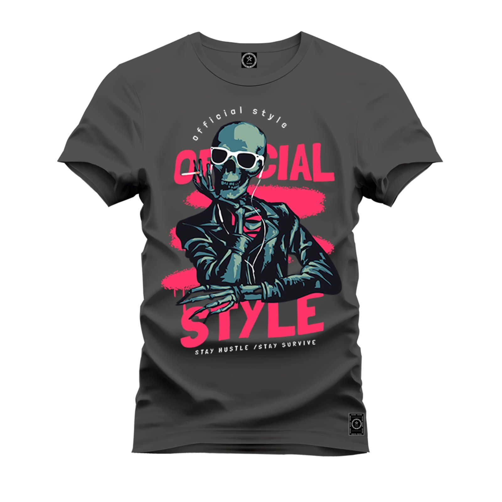 Camiseta Algodão Estampada Nexstar Confortável Official Style Grafite