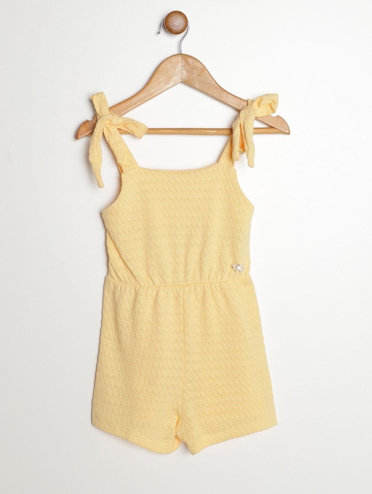Infantil - Macacão Malha Texturizada Para Menina- AMARELO