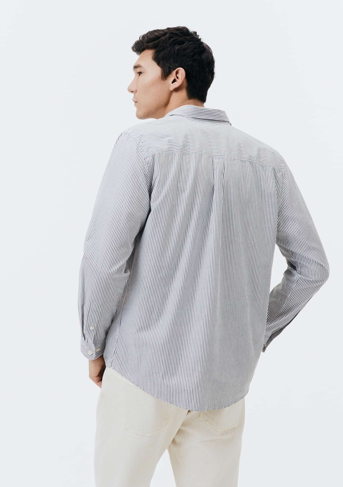 Vista 3 Camisa Básica Masculina Manga Longa Slim Xadrez Hering branco Hering branco