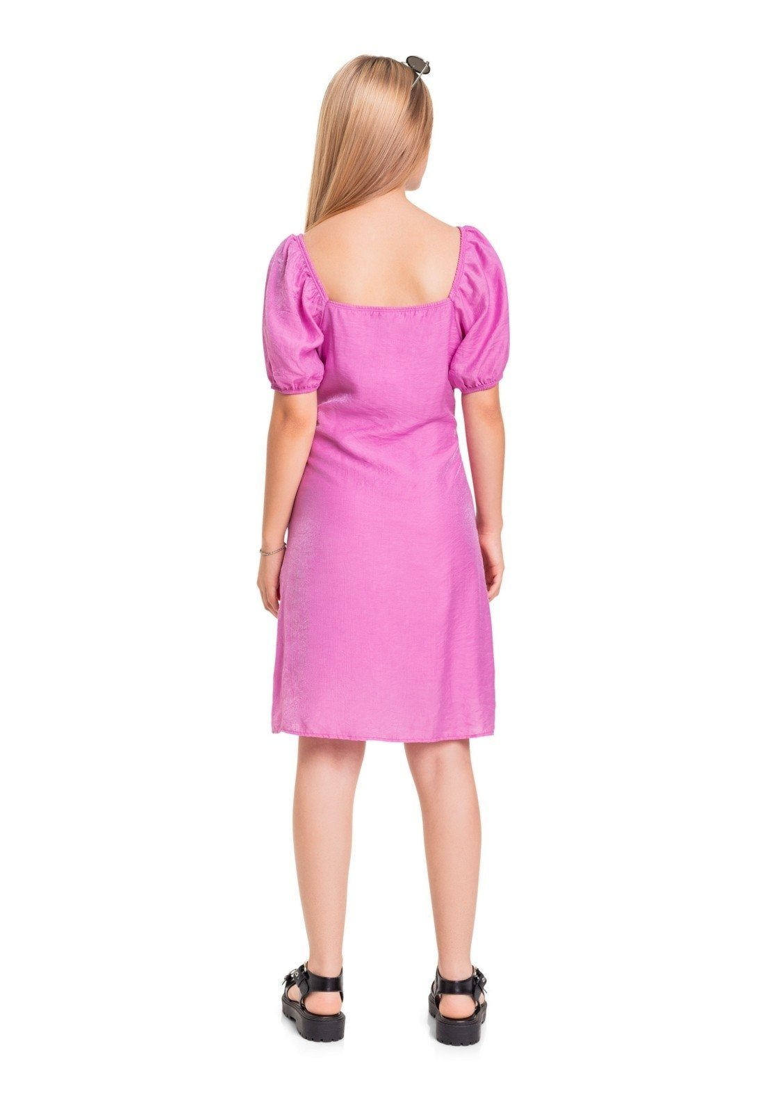 Vista 3 Infantil - Vestido em Tecido Juvenil Gloss rosa Gloss rosa