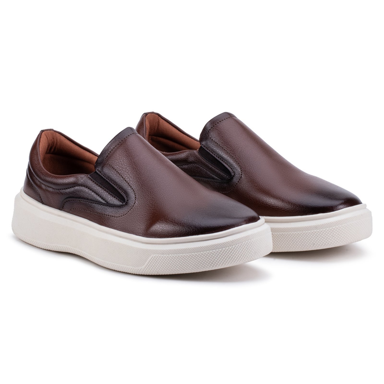 Tênis Slip On Iate Estilo Shoes Masculino Marrom Confortável Calce Fácil
