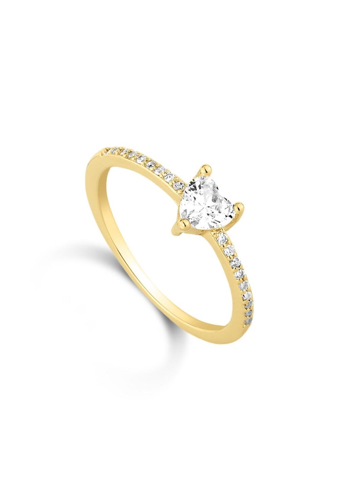 Anel Semijoia Coração Cravejado Com Zircônias Cristal Banhado A Ouro 18K An002-001 Dourado
