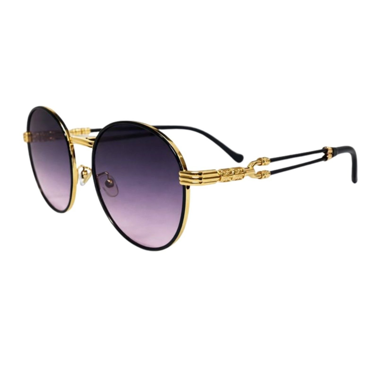 Óculos de Sol Redondo UV400 Estilo Moderno Lente Degradê Roxa Roxo